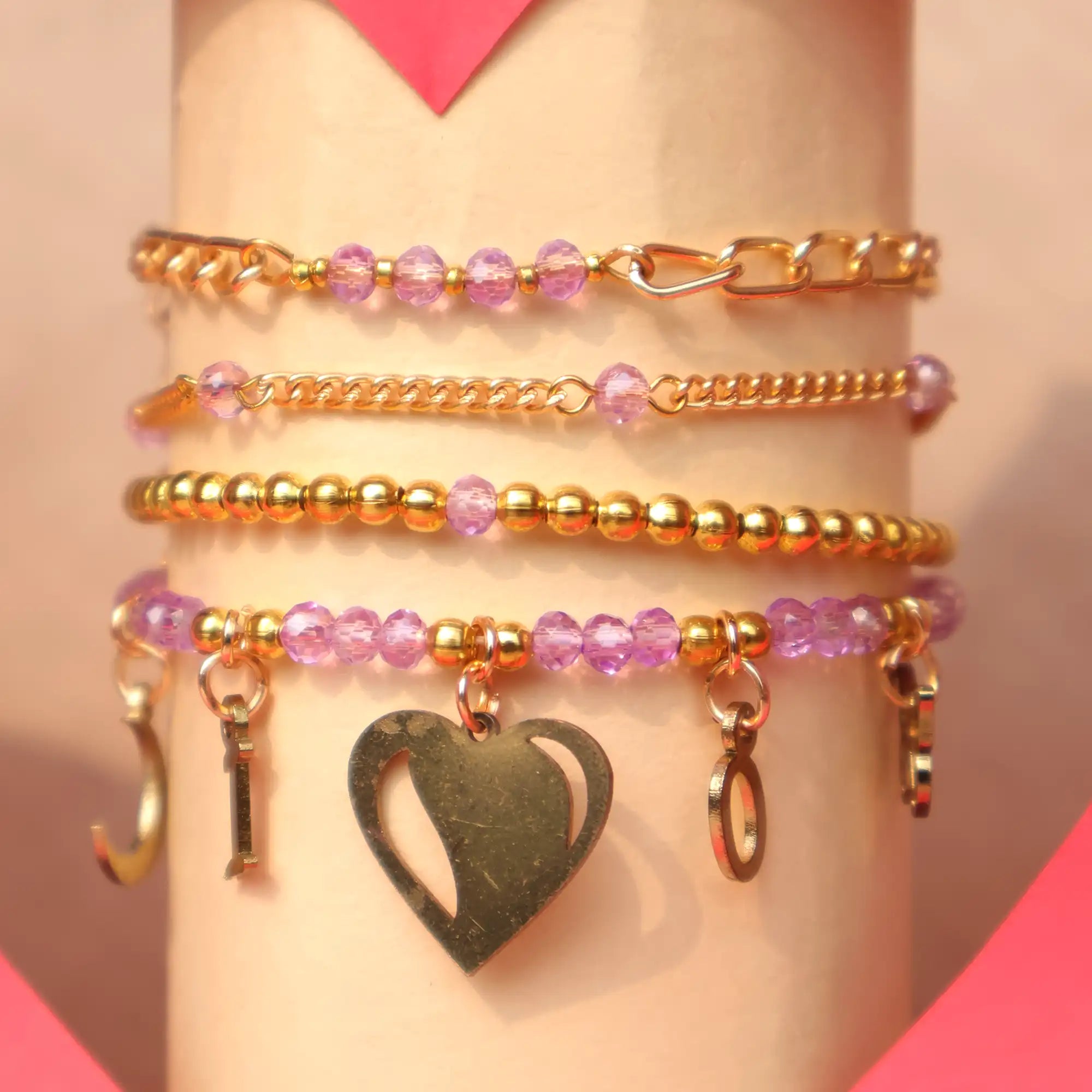 Valentine Charm Stack Bracelet - Set Of 4