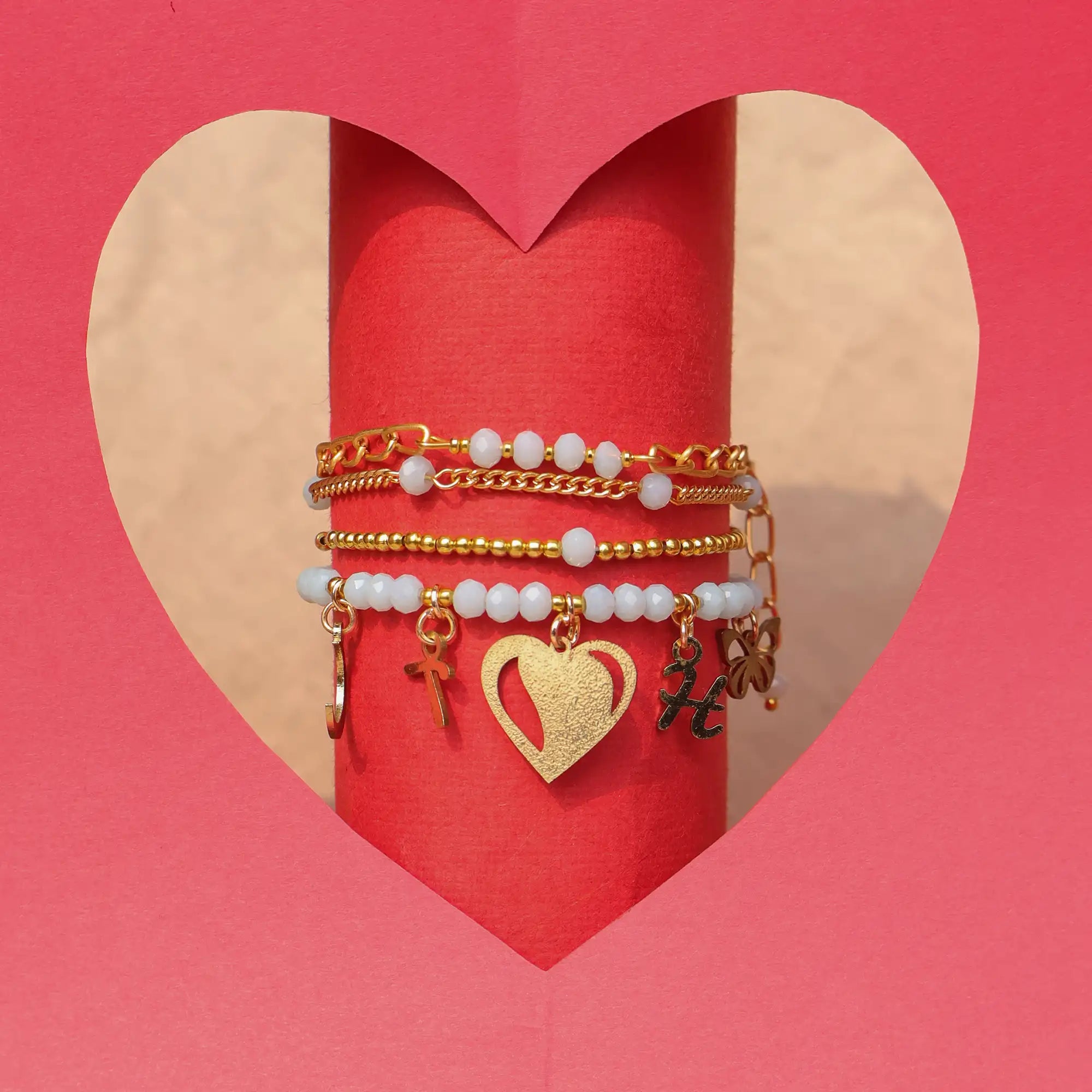 Valentine Charm Stack Bracelet - Set Of 4