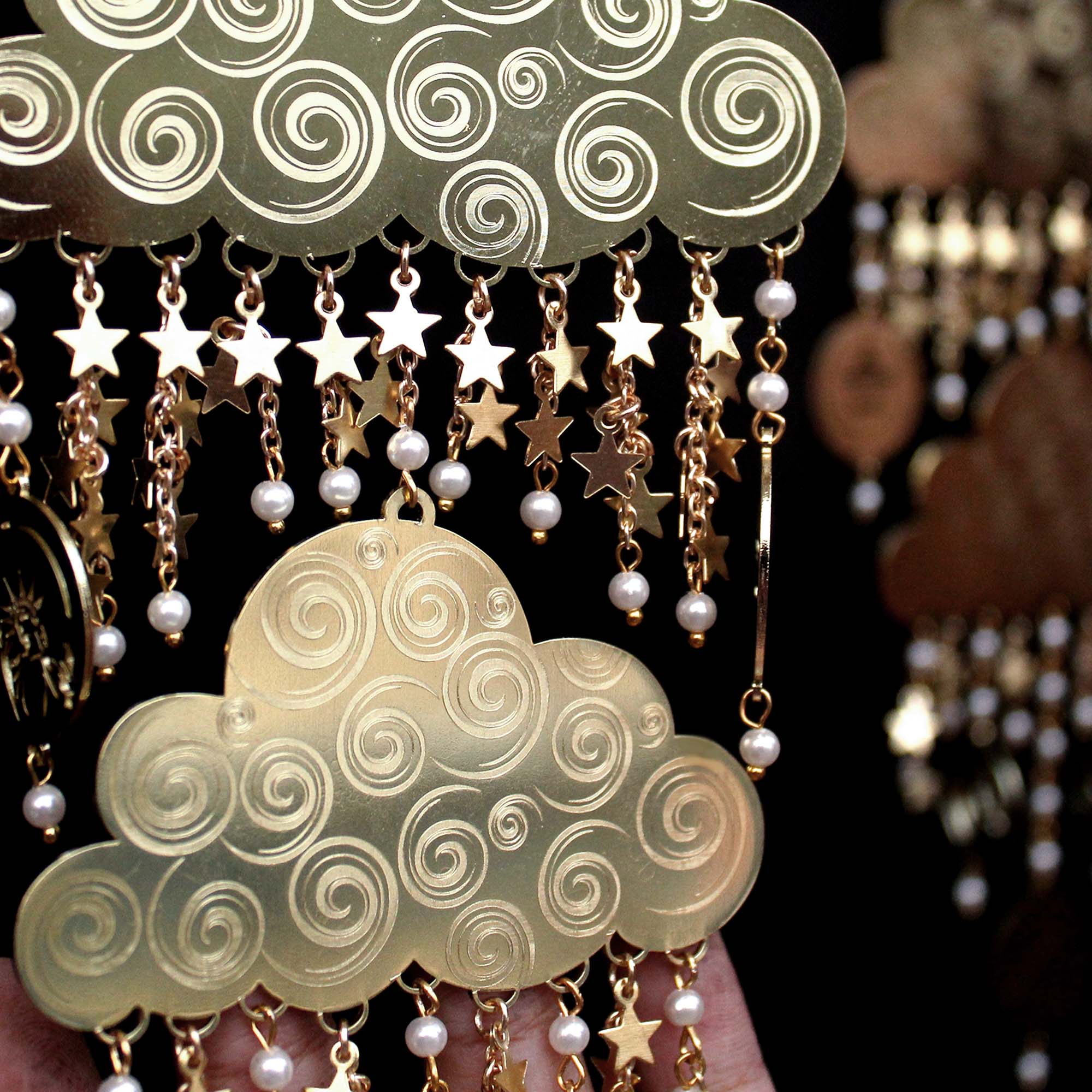 Celestial Cloud Personalized Bridal Kaleere with Pearl & Charm Drops - Set Of 2 Pieces