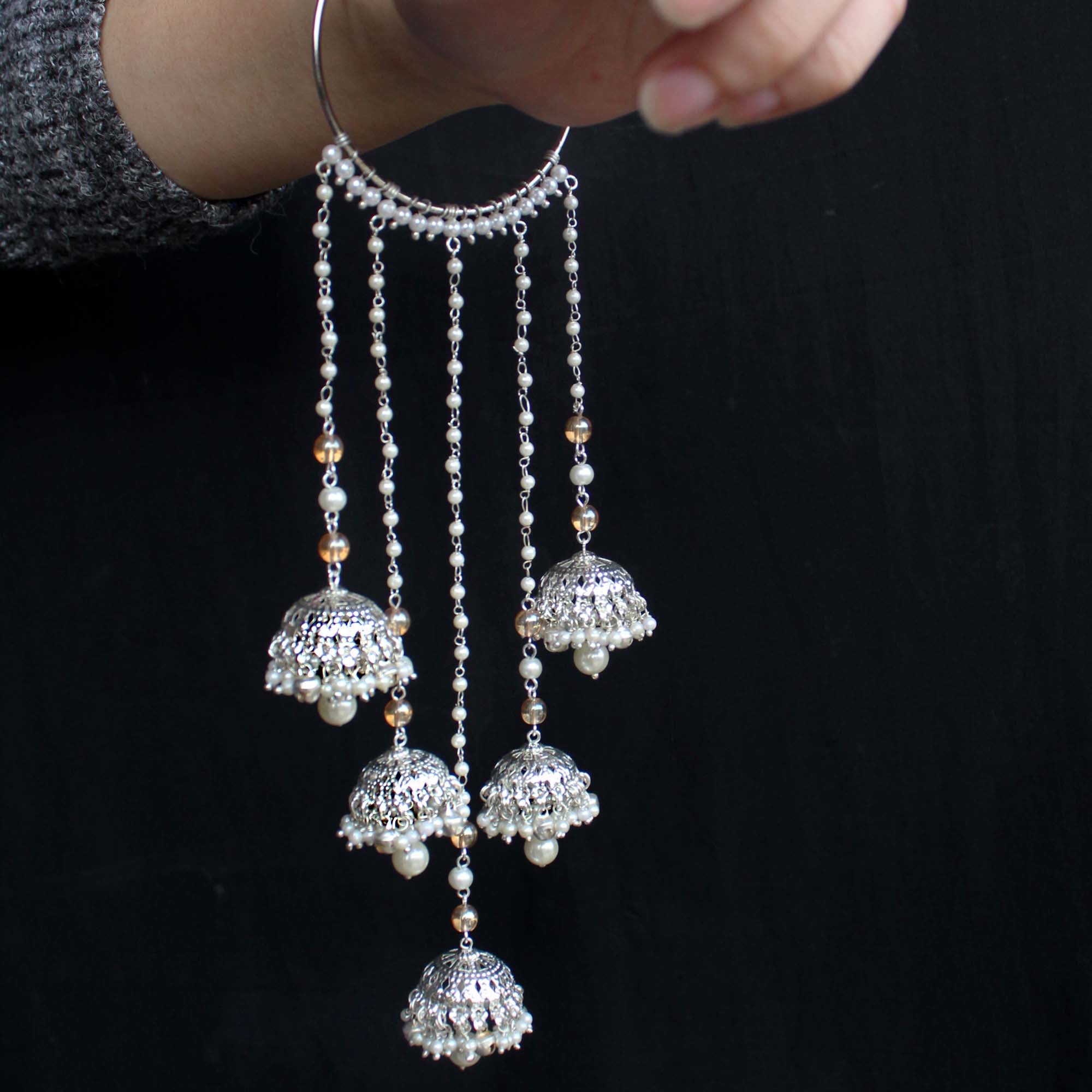 Shimmering Silver Ghungroo Kaleere - Set Of 2 Pieces