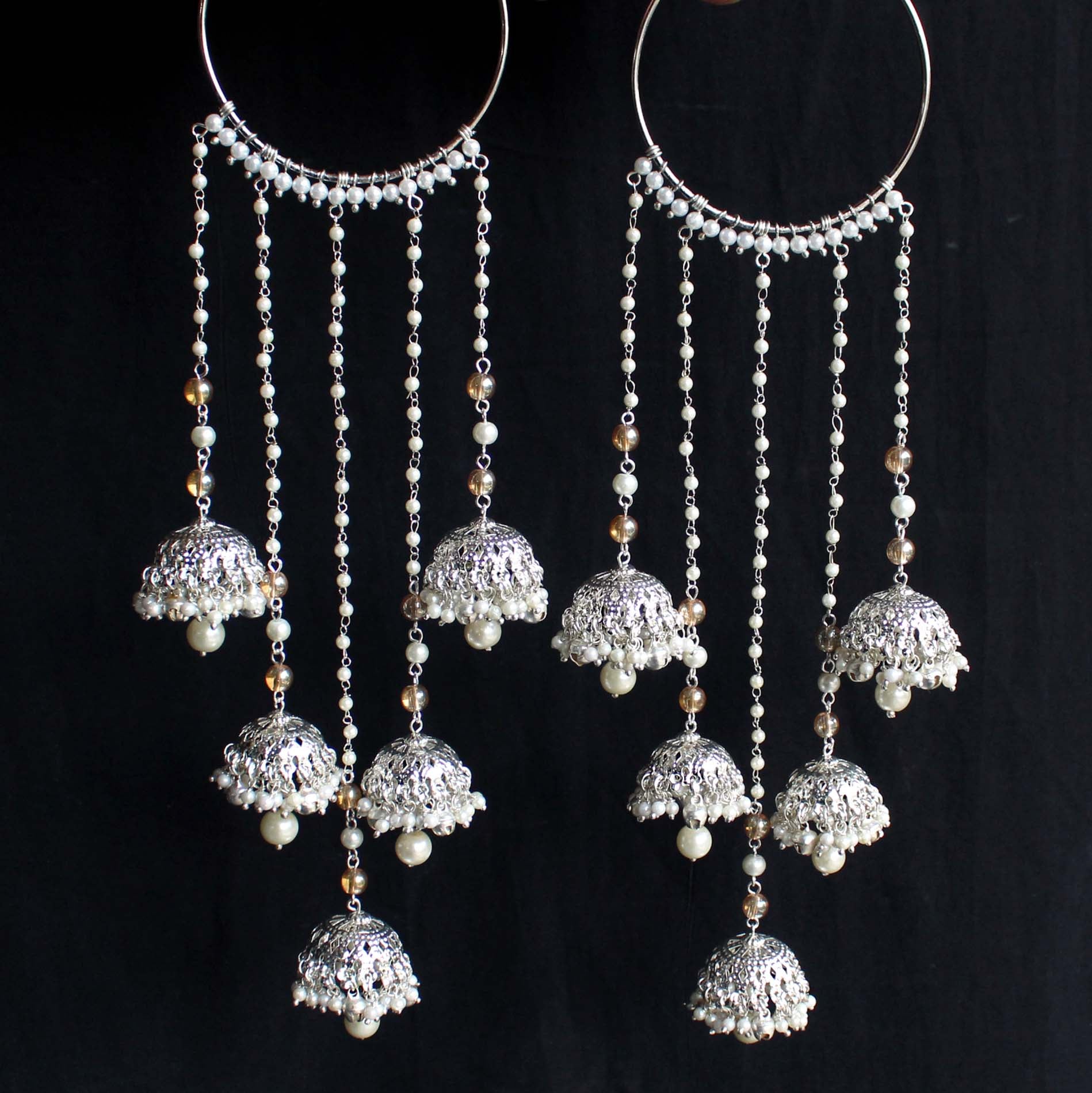 Shimmering Silver Ghungroo Kaleere - Set Of 2 Pieces