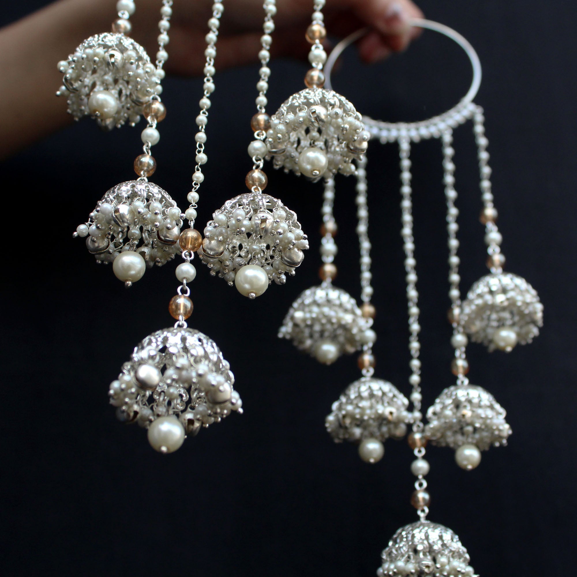 Shimmering Silver Ghungroo Kaleere - Set Of 2 Pieces