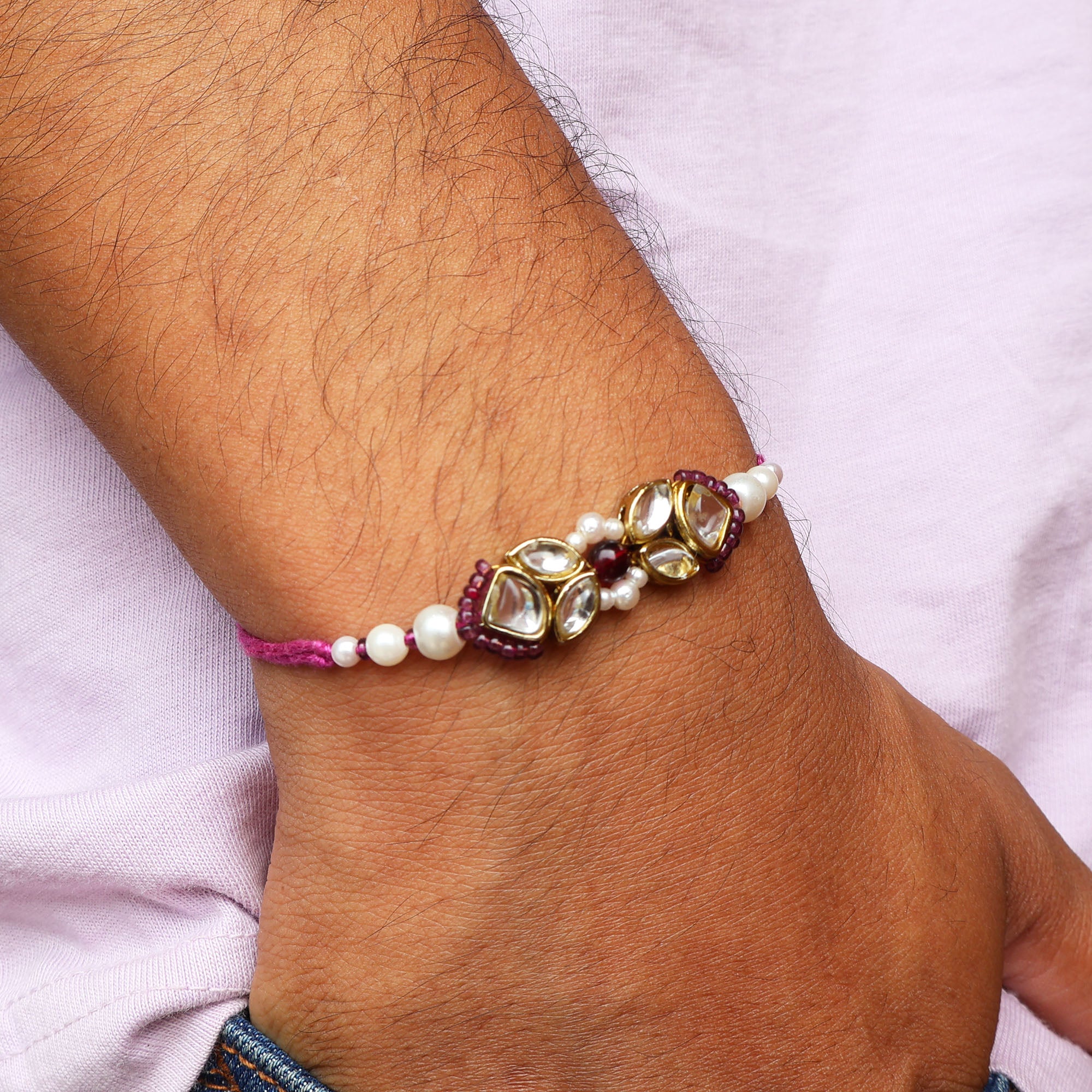 Kundan Noor & Infinity Rakhi-Lumba Set