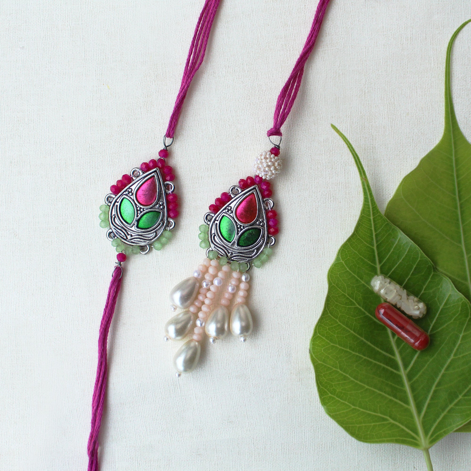 Regal Blossom Vivid Vintage Rakhi Lumba Set