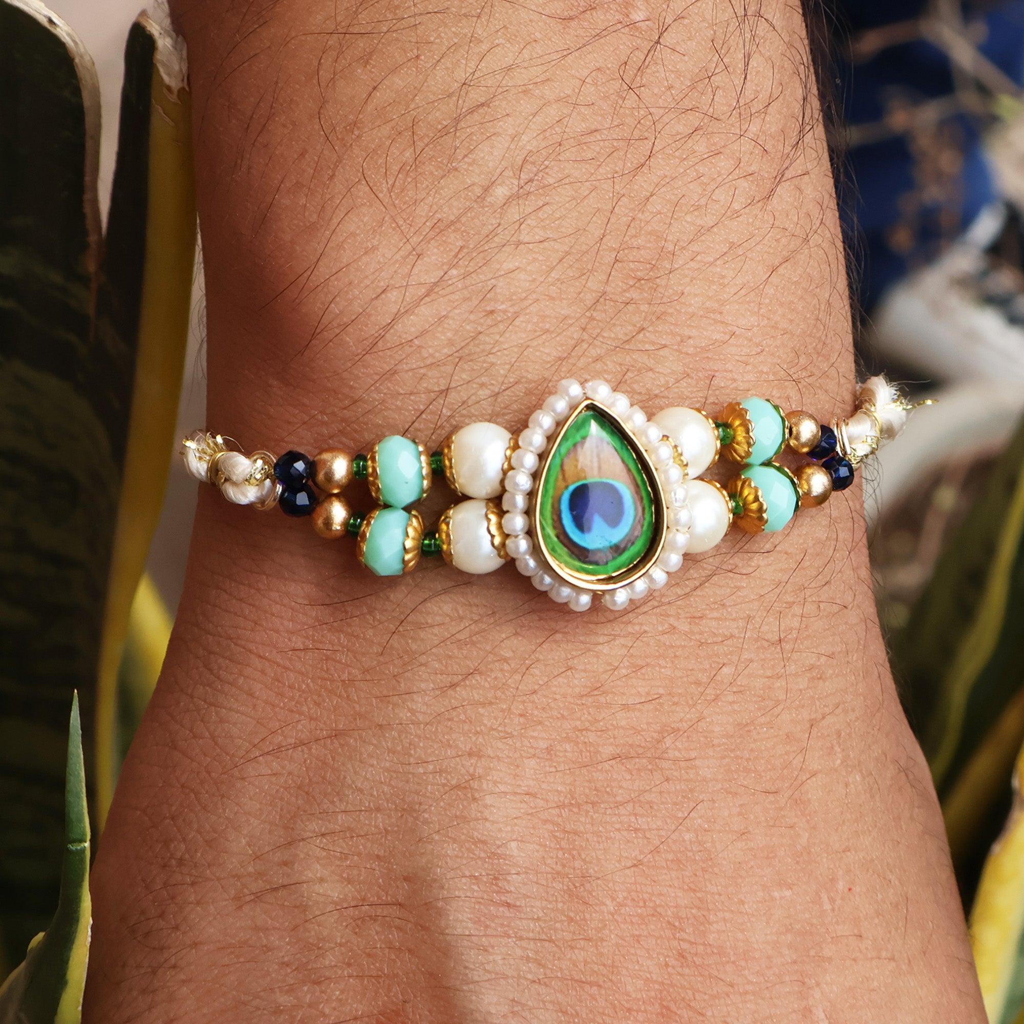 Peacock Glory Rakhi & Jhoomar Lumba Set