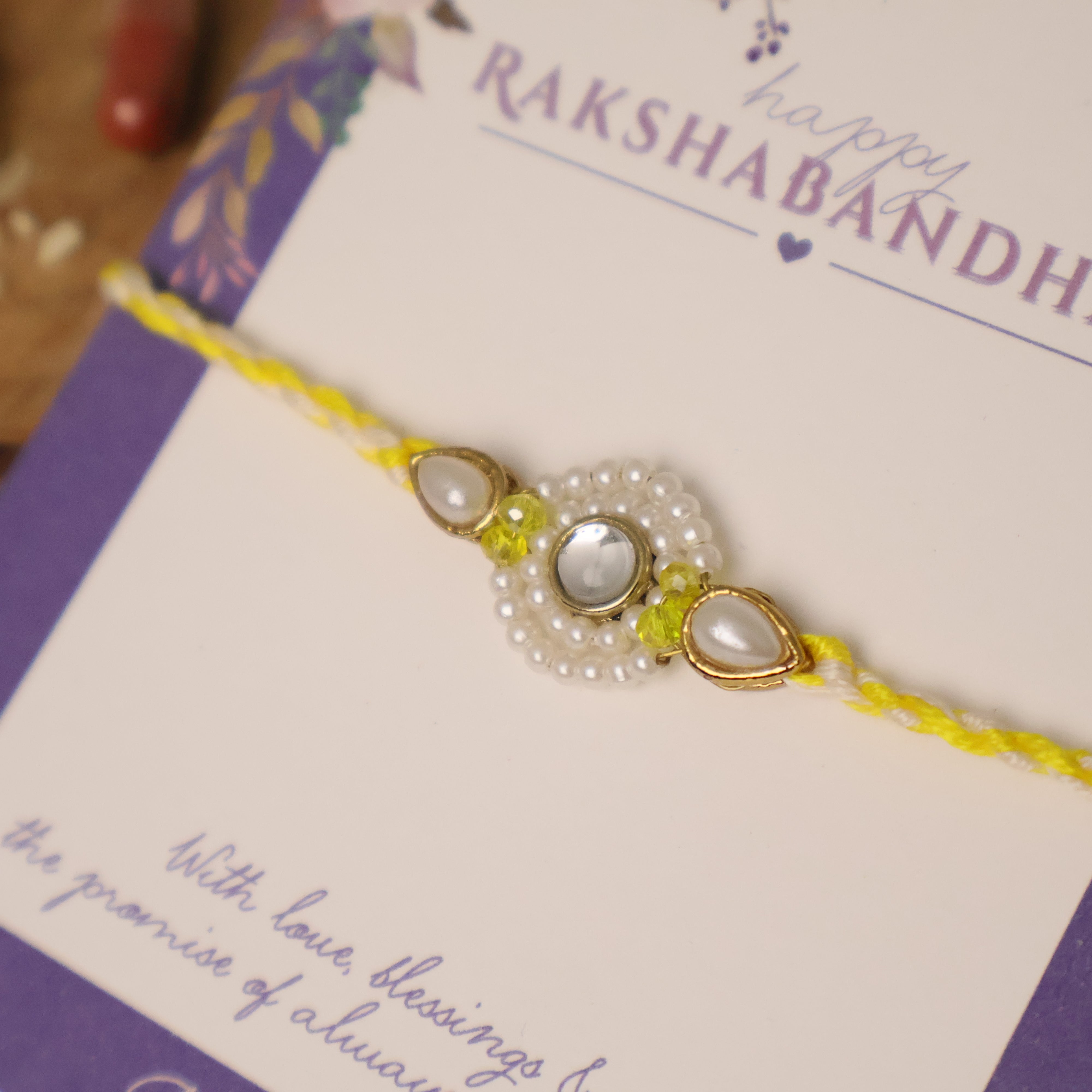 Pearl Kundan Halo Designer Rakhi