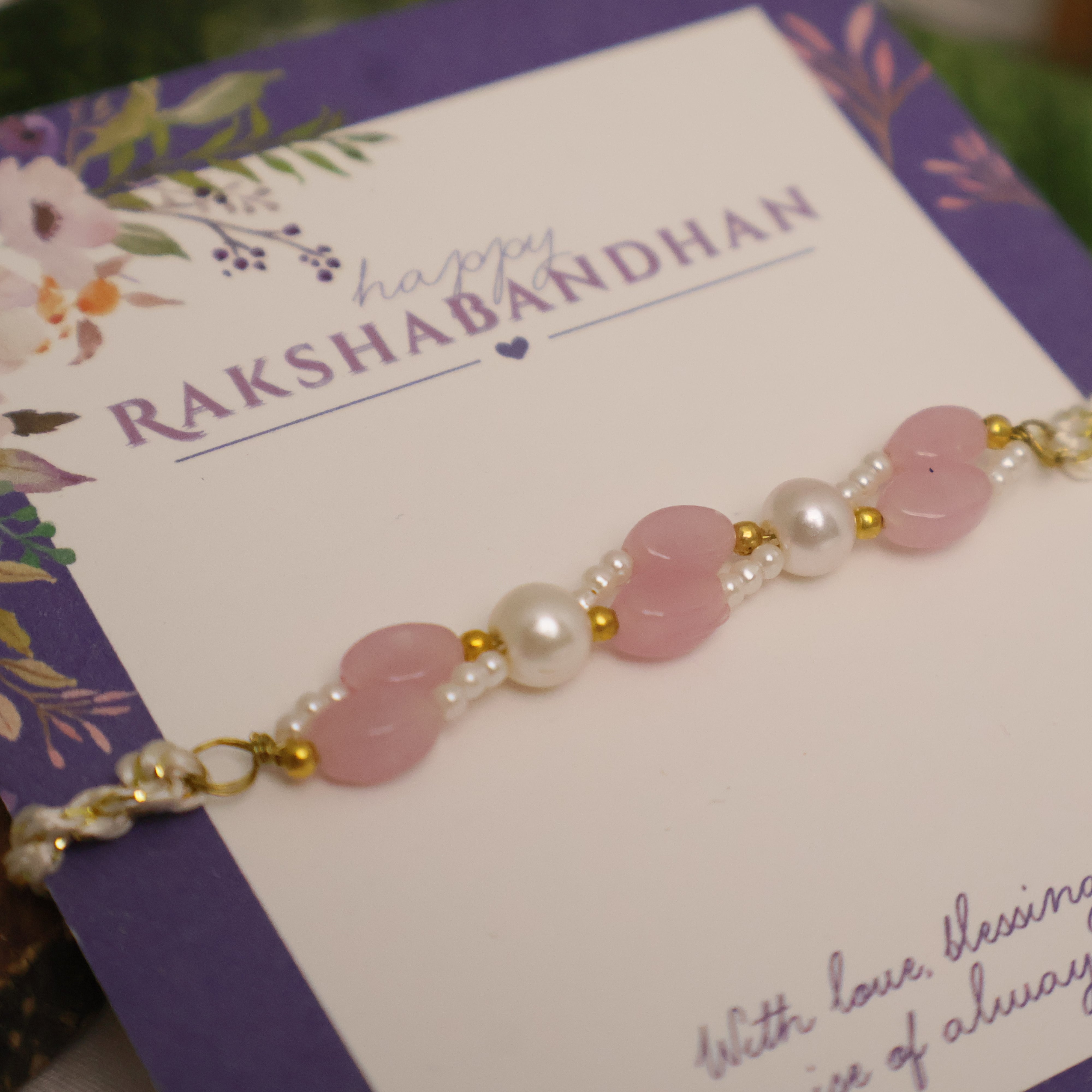 Pink Pearl Beaded Designer Rakhi