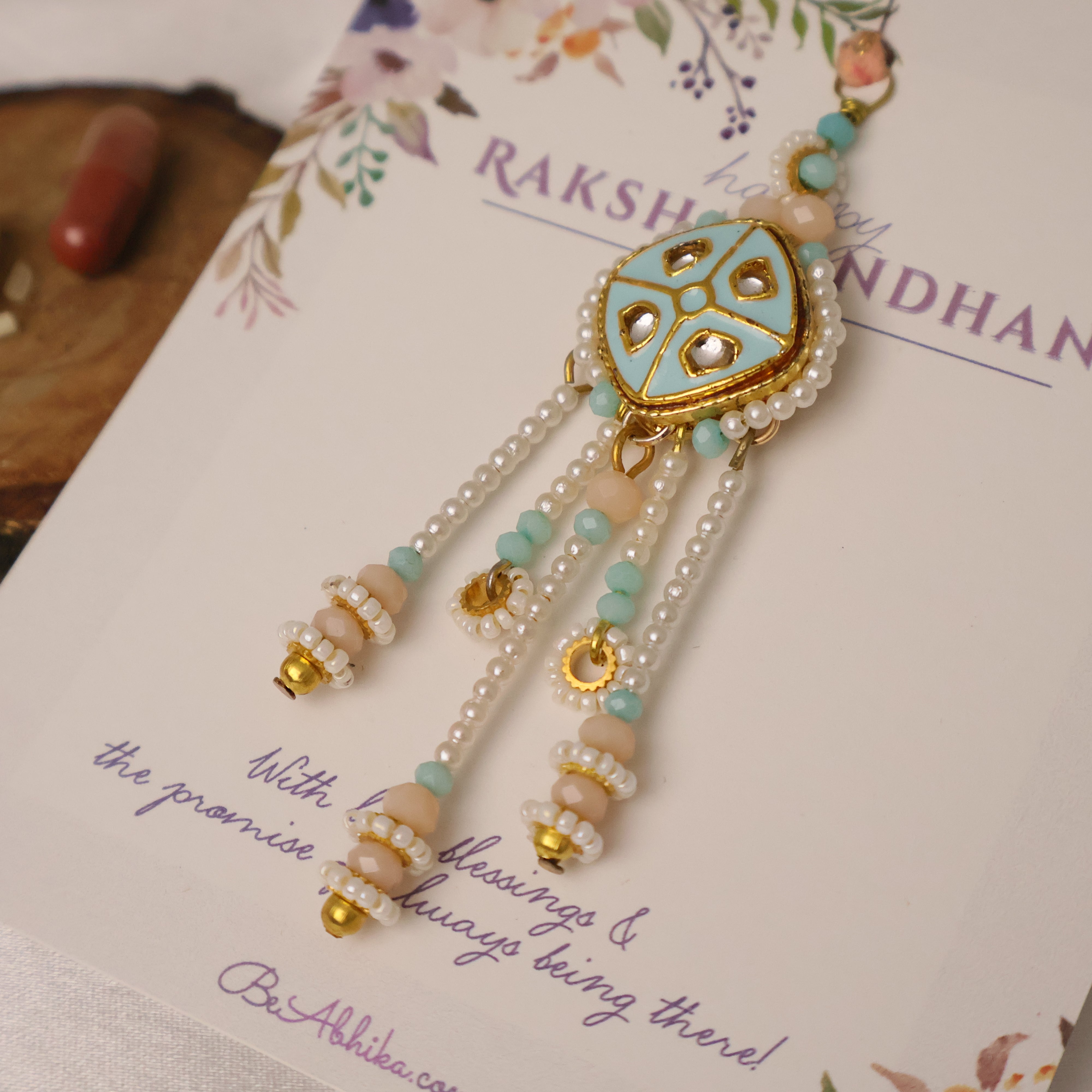 Pastel Kundan Tassel Pearl Charm Lumba