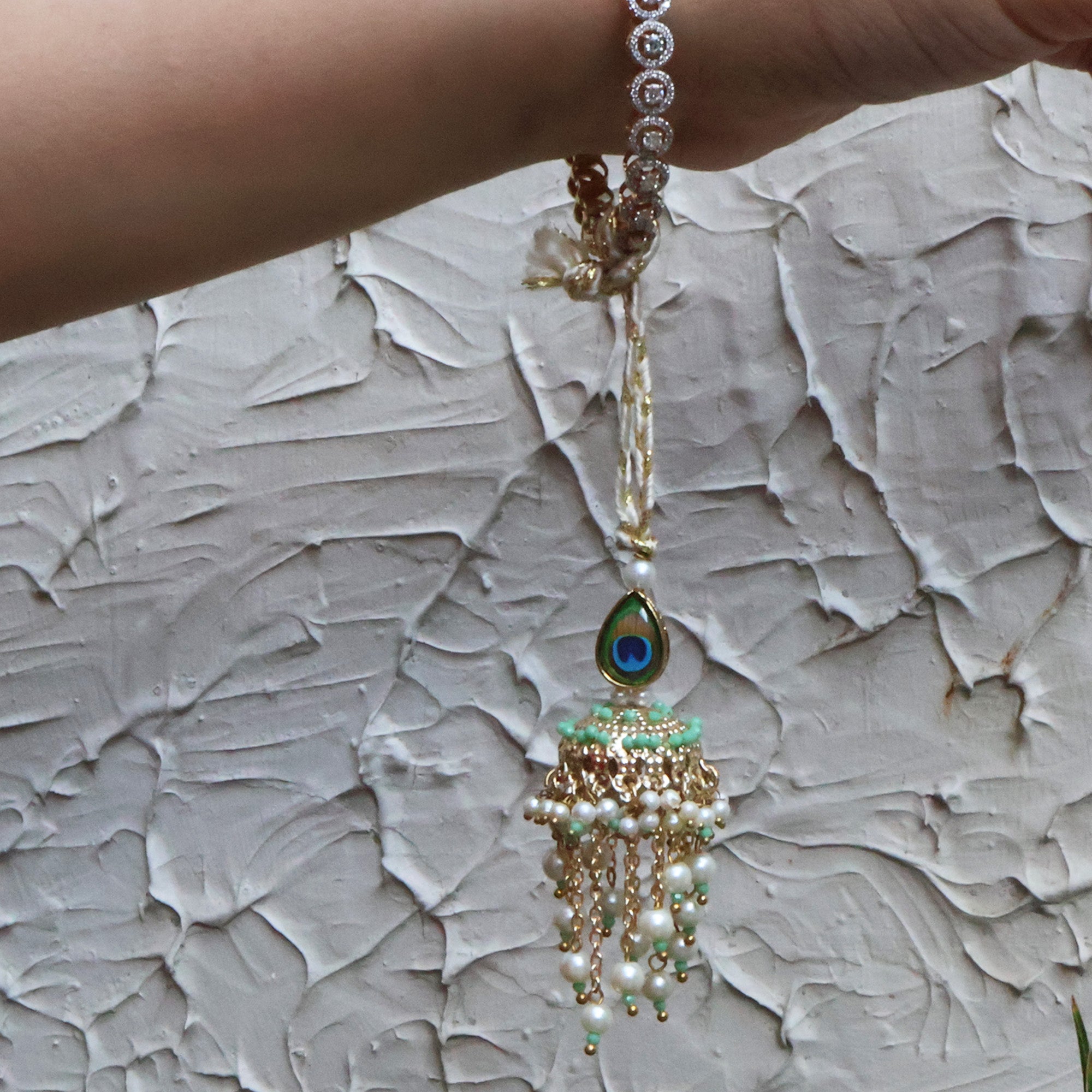 Peacock Glory Rakhi & Jhoomar Lumba Set