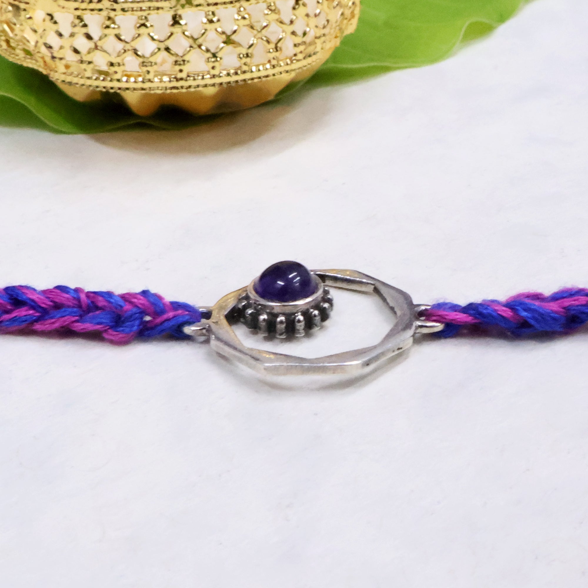 Geocircle 925 Sterling Silver & Birthstone Rakhi