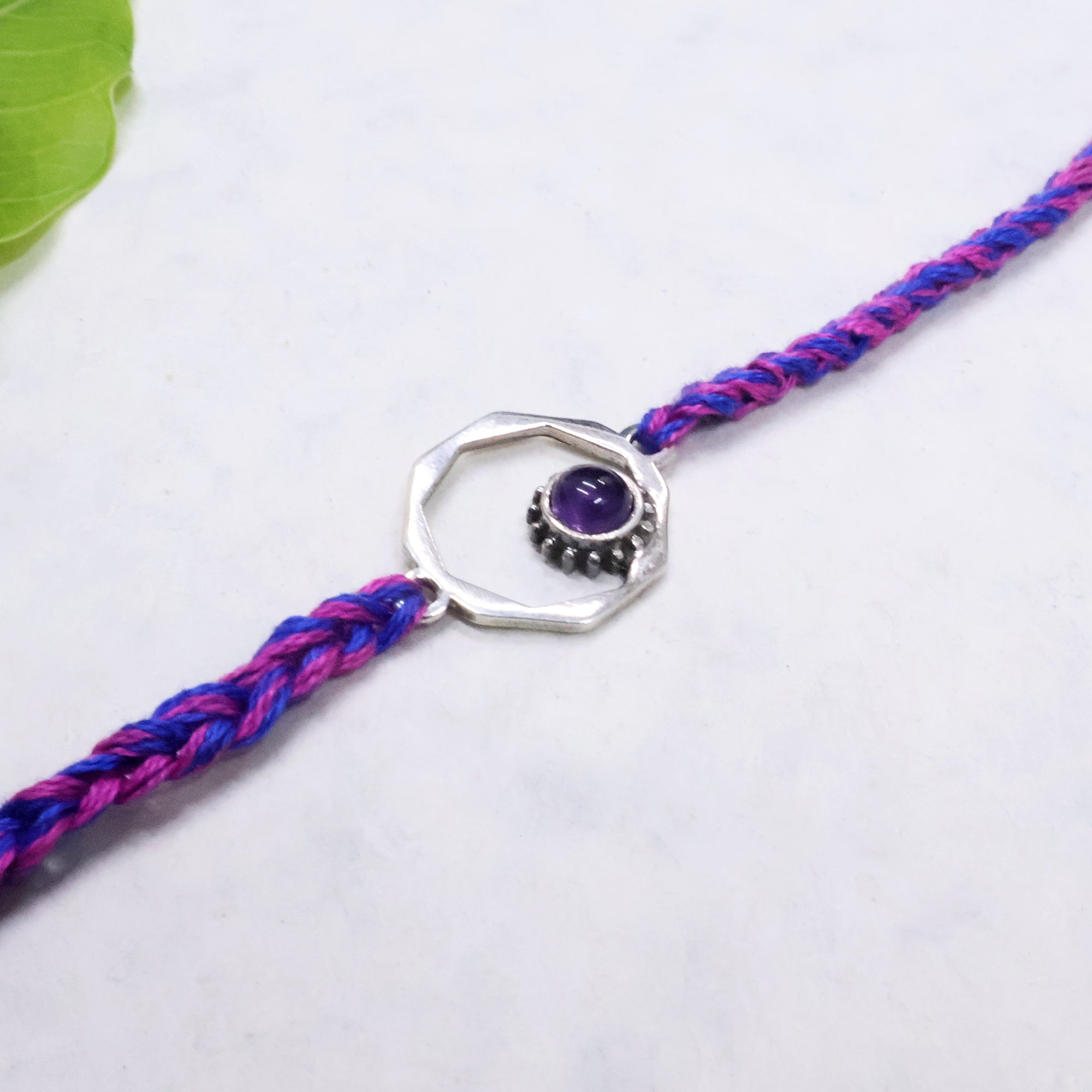 Geocircle 925 Sterling Silver & Birthstone Rakhi