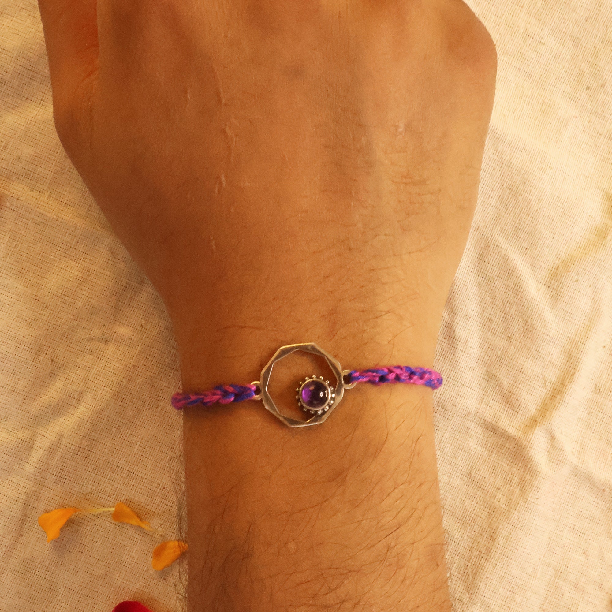 Geocircle 925 Sterling Silver & Birthstone Rakhi