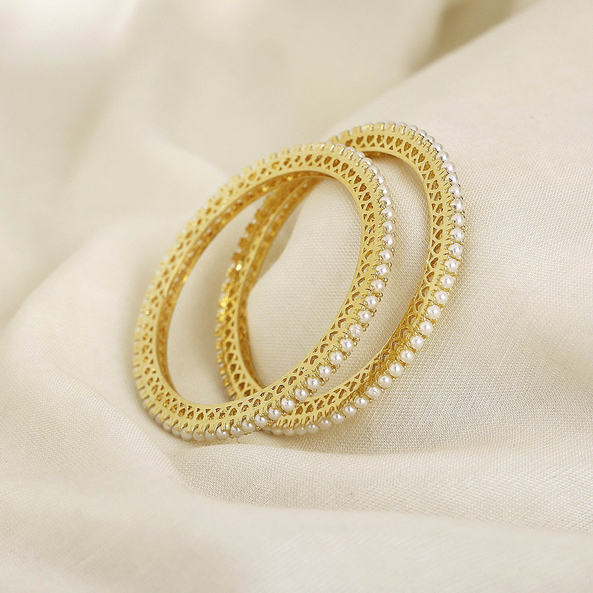 Pearl Elegance , One Pair Of Bangles