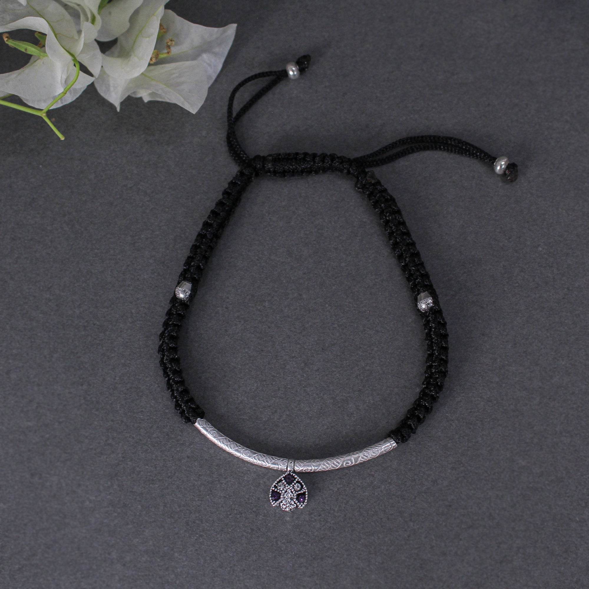 Adjustable 925 Silver Anklet with Sapphire Accents - BeAbhika.com