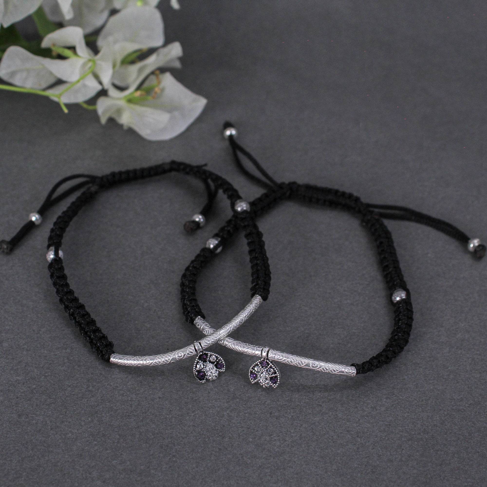 Adjustable 925 Silver Anklet with Sapphire Accents - BeAbhika.com