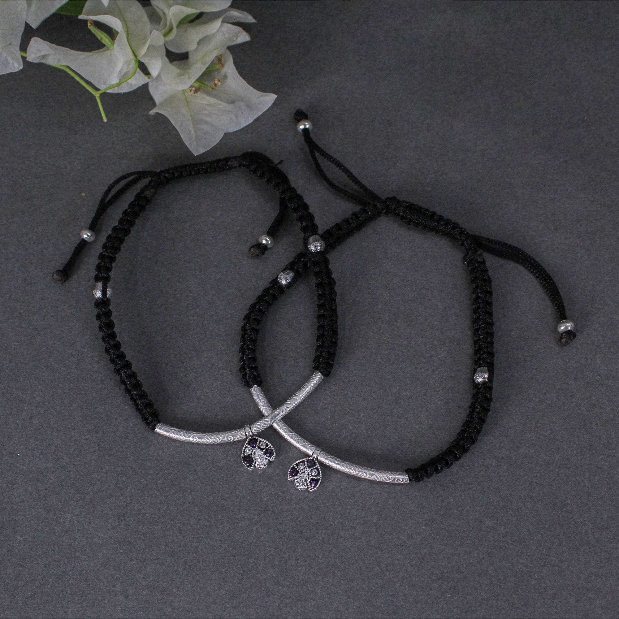 Adjustable 925 Silver Anklet with Sapphire Accents - BeAbhika.com