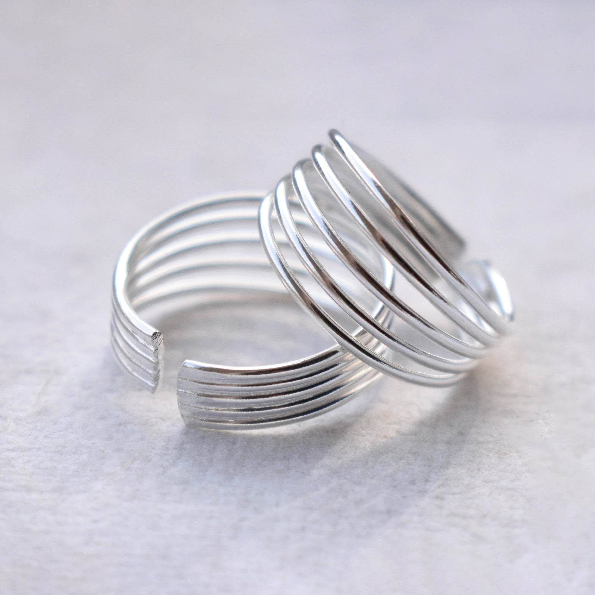 Sterling Silver 5 Lines Broad Toe Ring FREE SIZE - BeAbhika.com