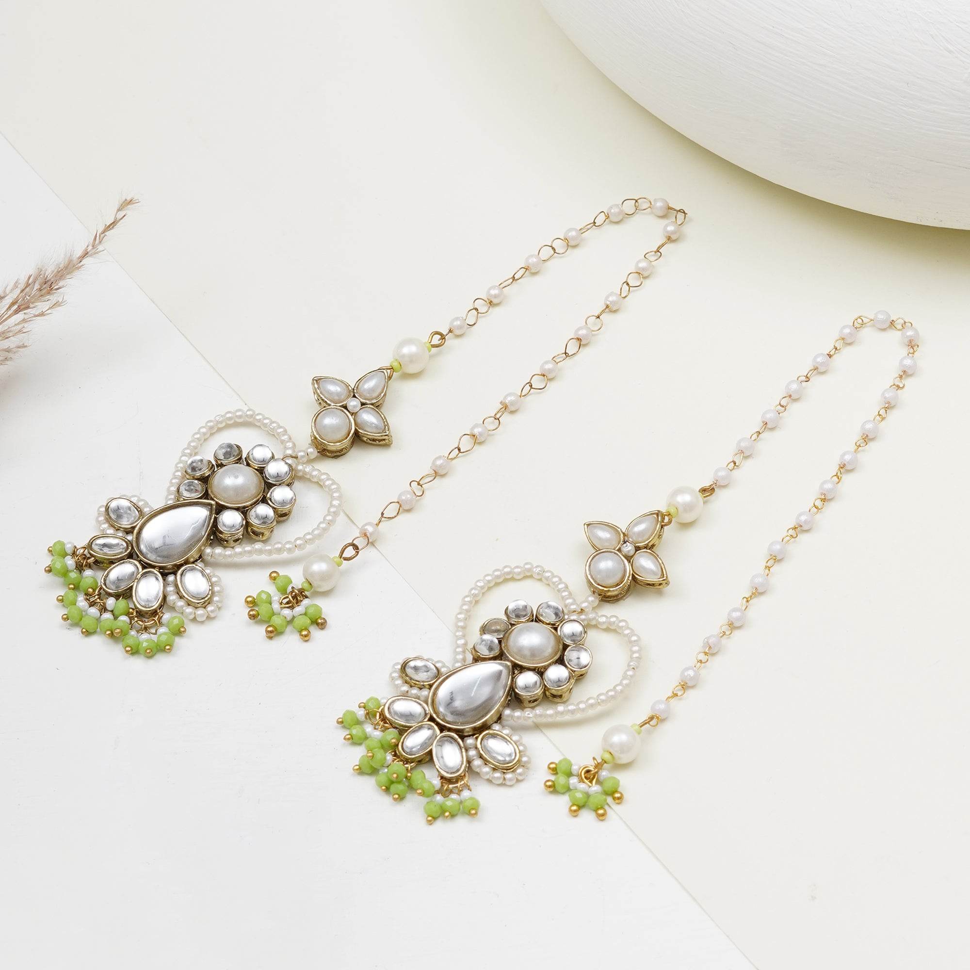 Heart Shaped Beaded Kanauti Earrings - BeAbhika.com
