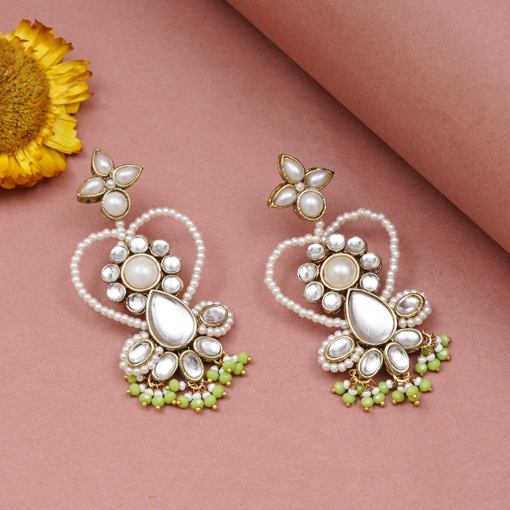Heart Shaped Beaded Earrings - BeAbhika.com