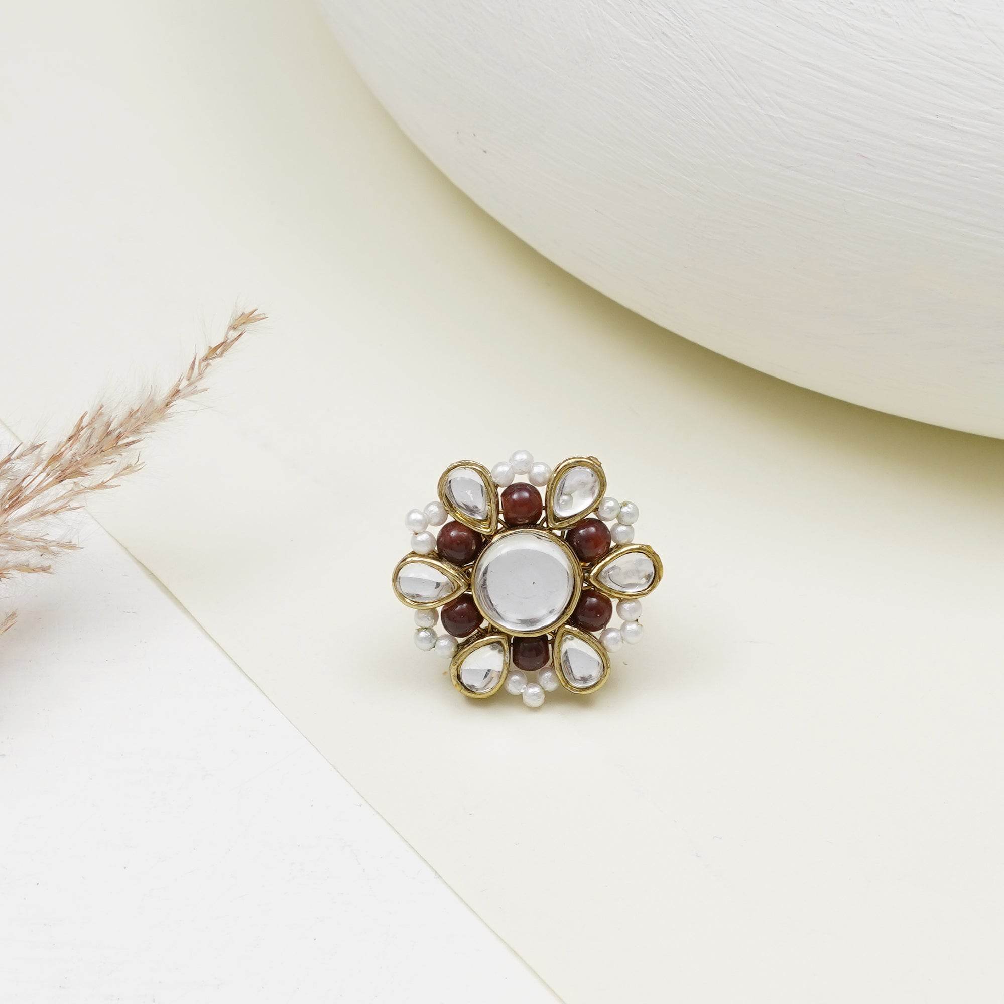 Beaded Bloom Adjustable Ring - BeAbhika.com