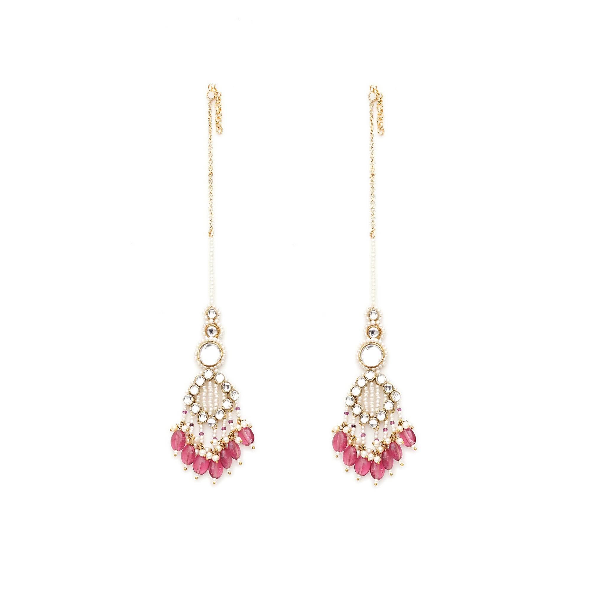 Gulabi Drape Ear Chain Earrings - BeAbhika.com
