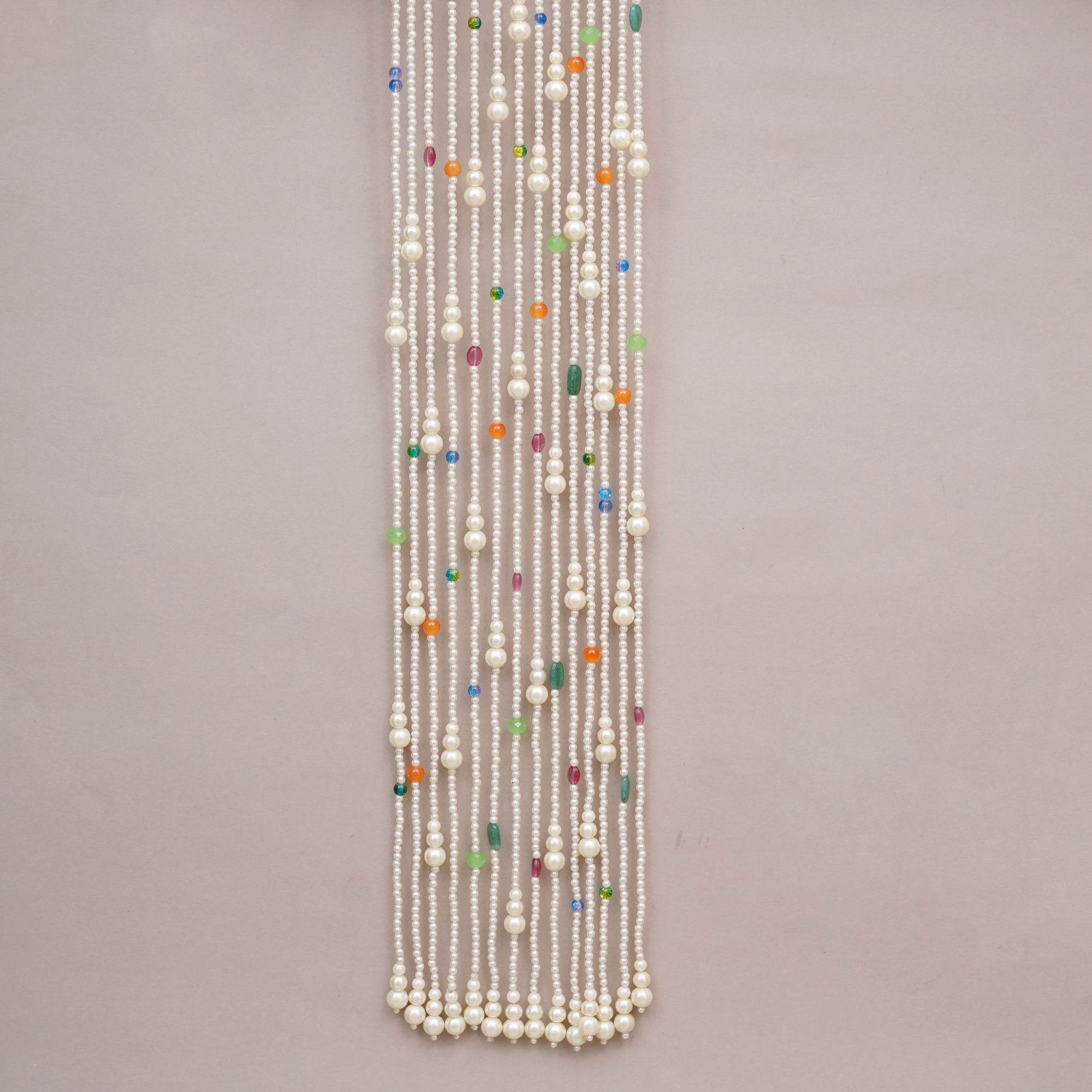 Multicolour Pearl Cascade Hair Veil - BeAbhika.com