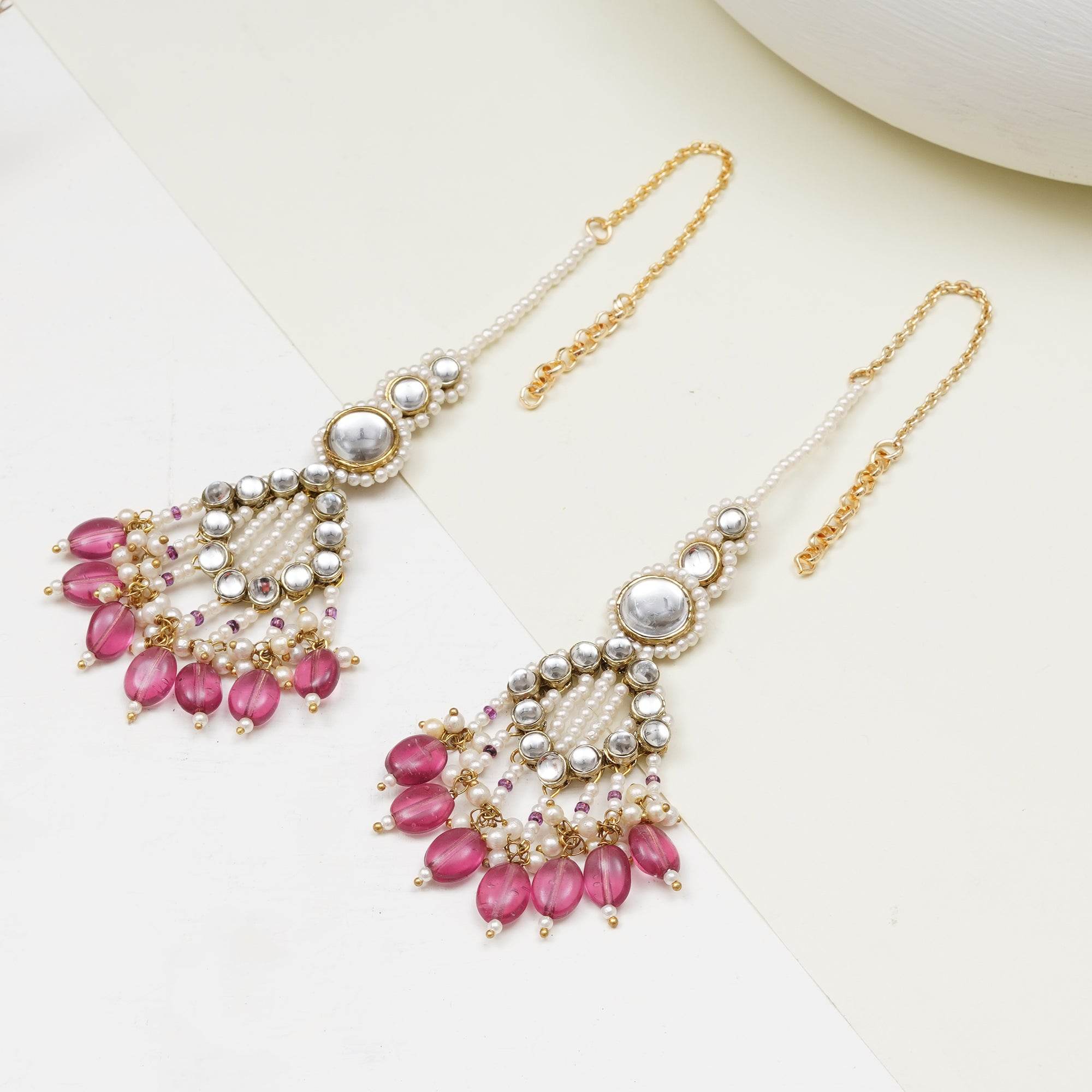 Gulabi Drape Ear Chain Earrings - BeAbhika.com