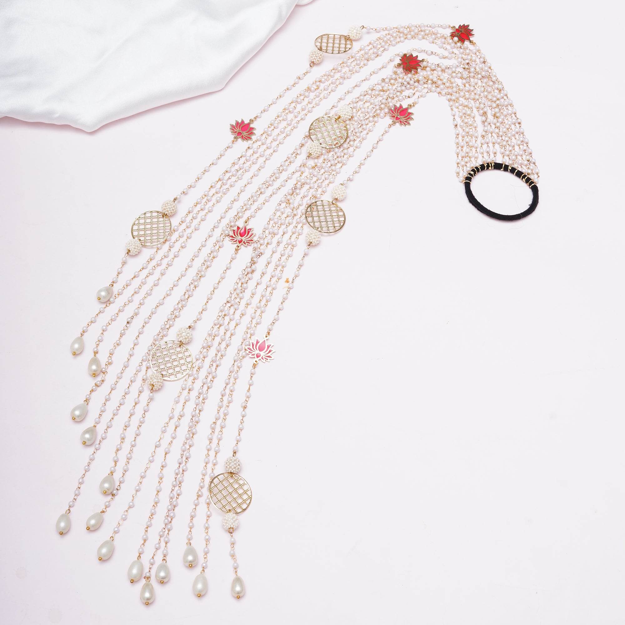Pearl Lotus Charm Hair Veil - BeAbhika.com