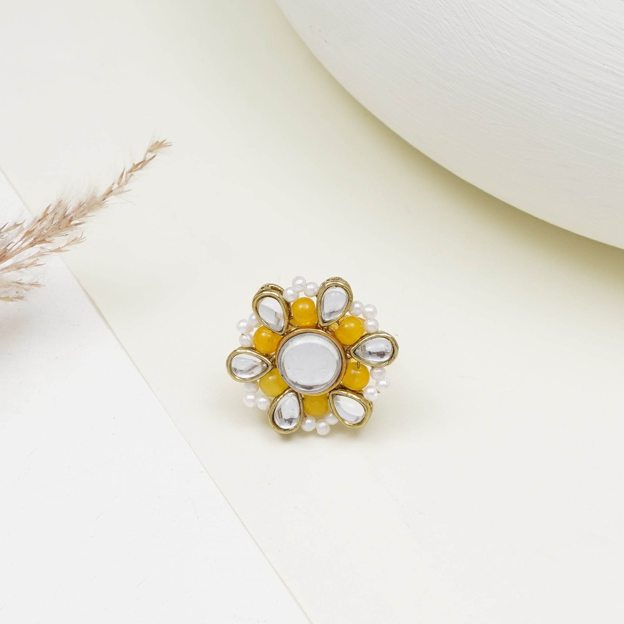 Beaded Bloom Adjustable Ring - BeAbhika.com