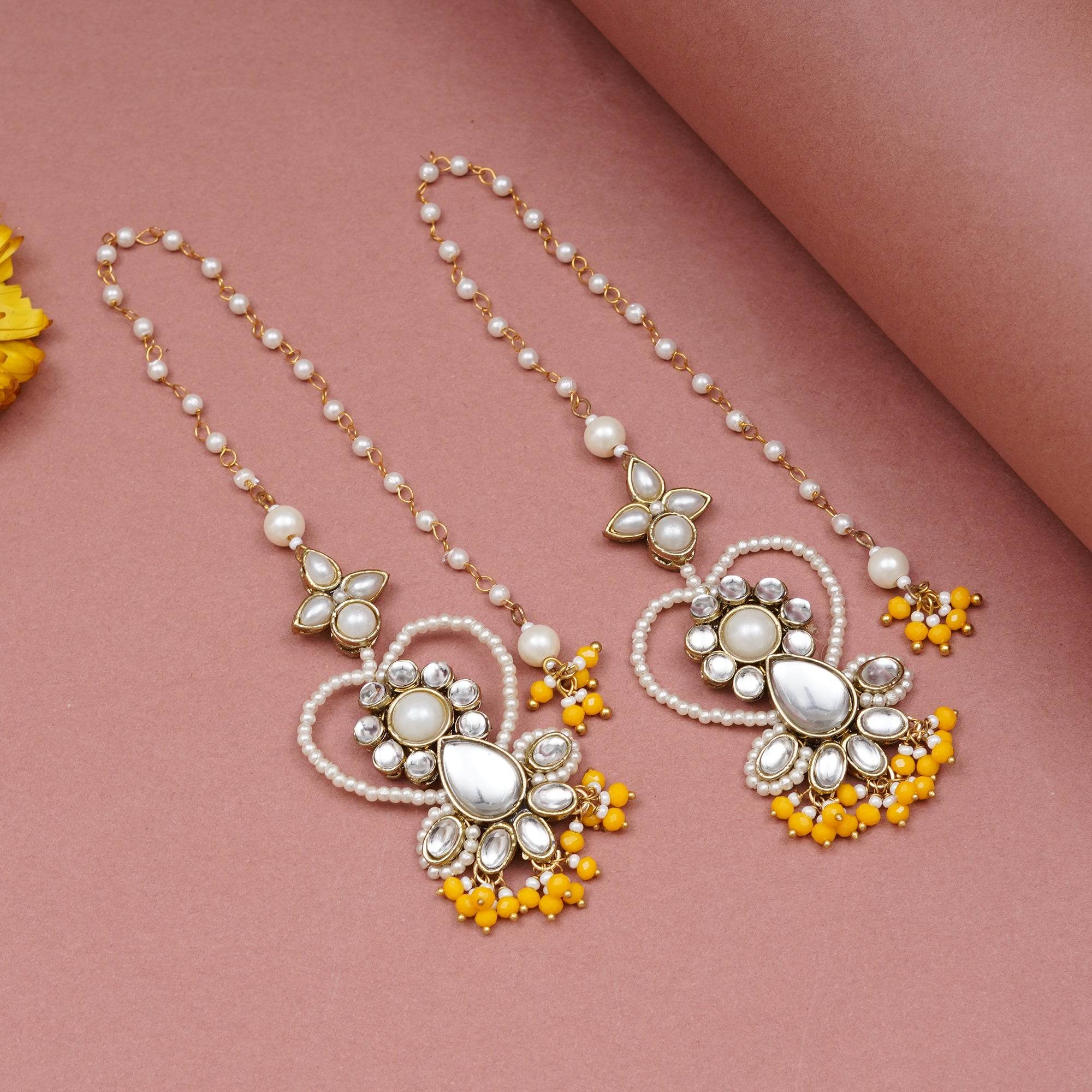 Heart Shaped Beaded Kanauti Earrings - BeAbhika.com