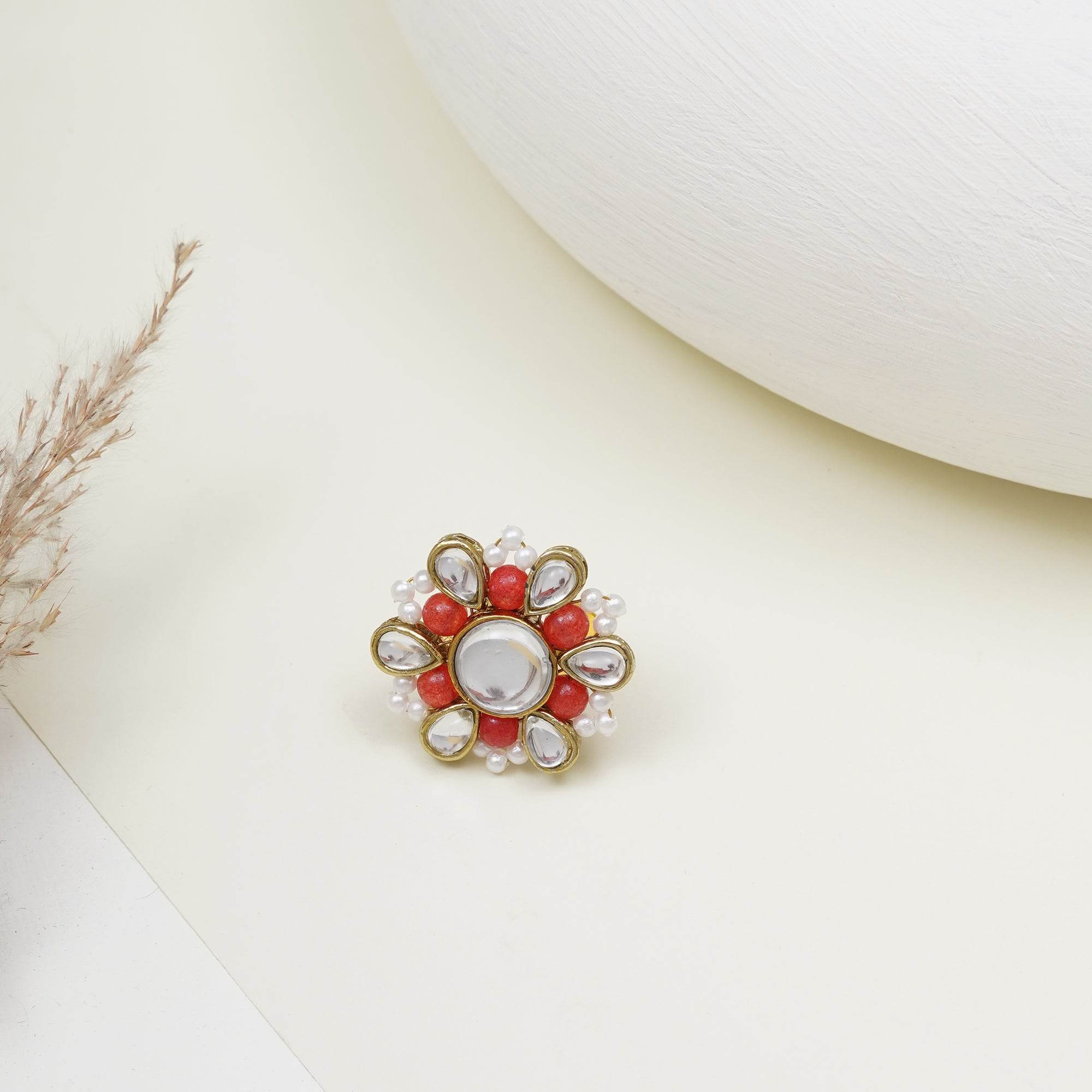 Beaded Bloom Adjustable Ring - BeAbhika.com