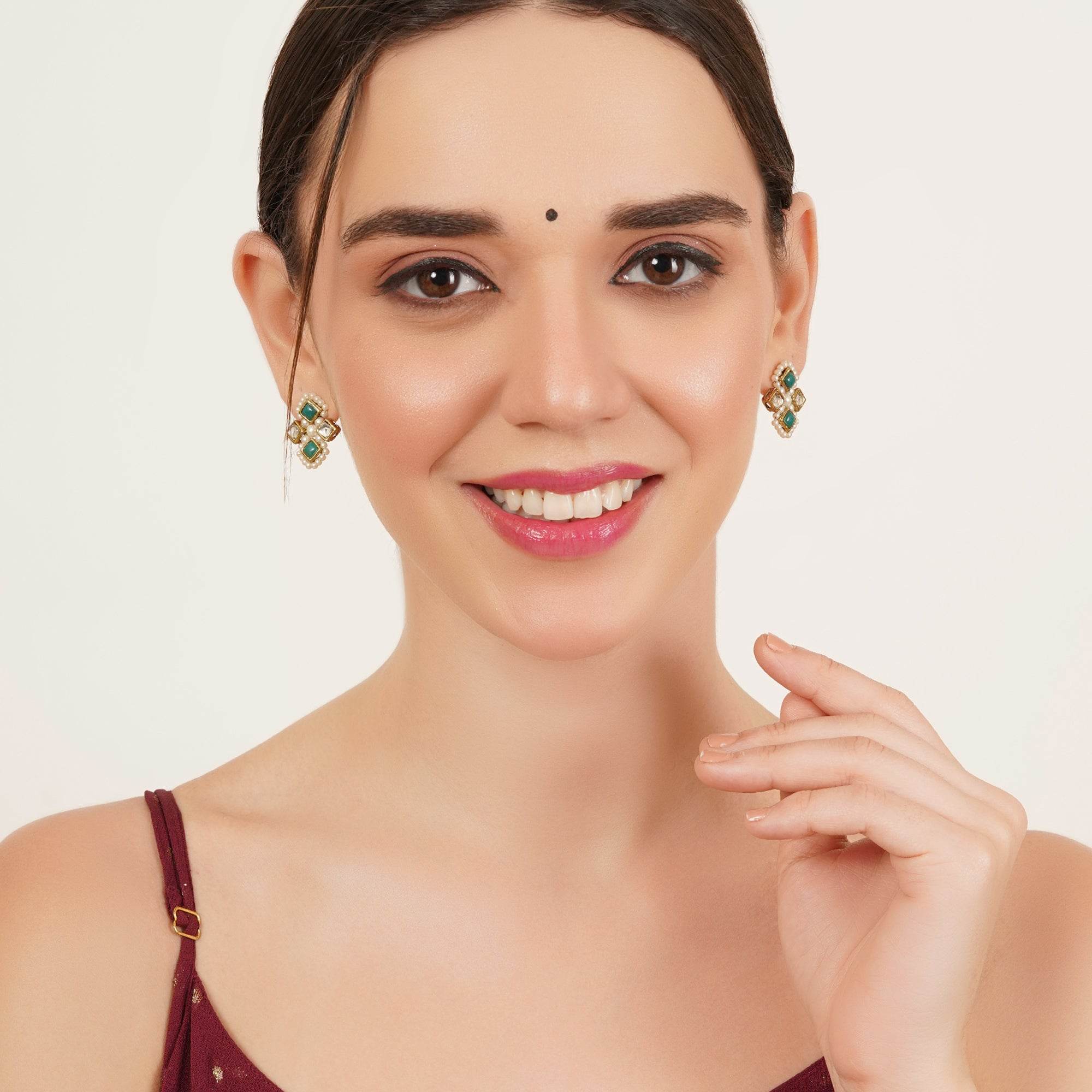 Mint Royale Pearl Studs - BeAbhika.com