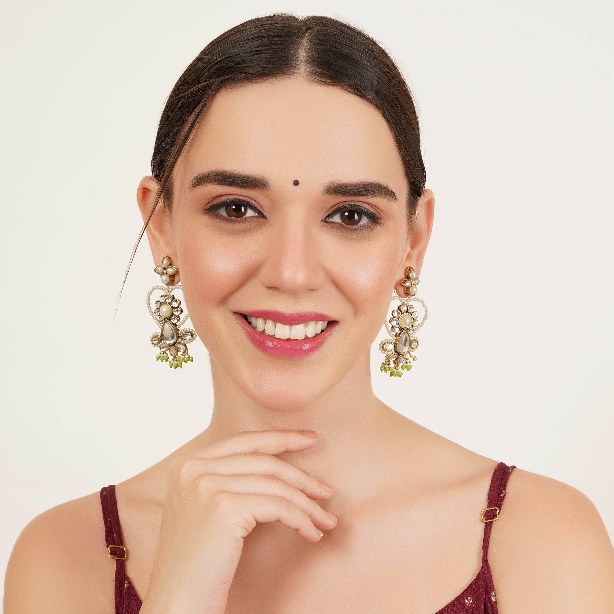 Heart Shaped Beaded Earrings - BeAbhika.com