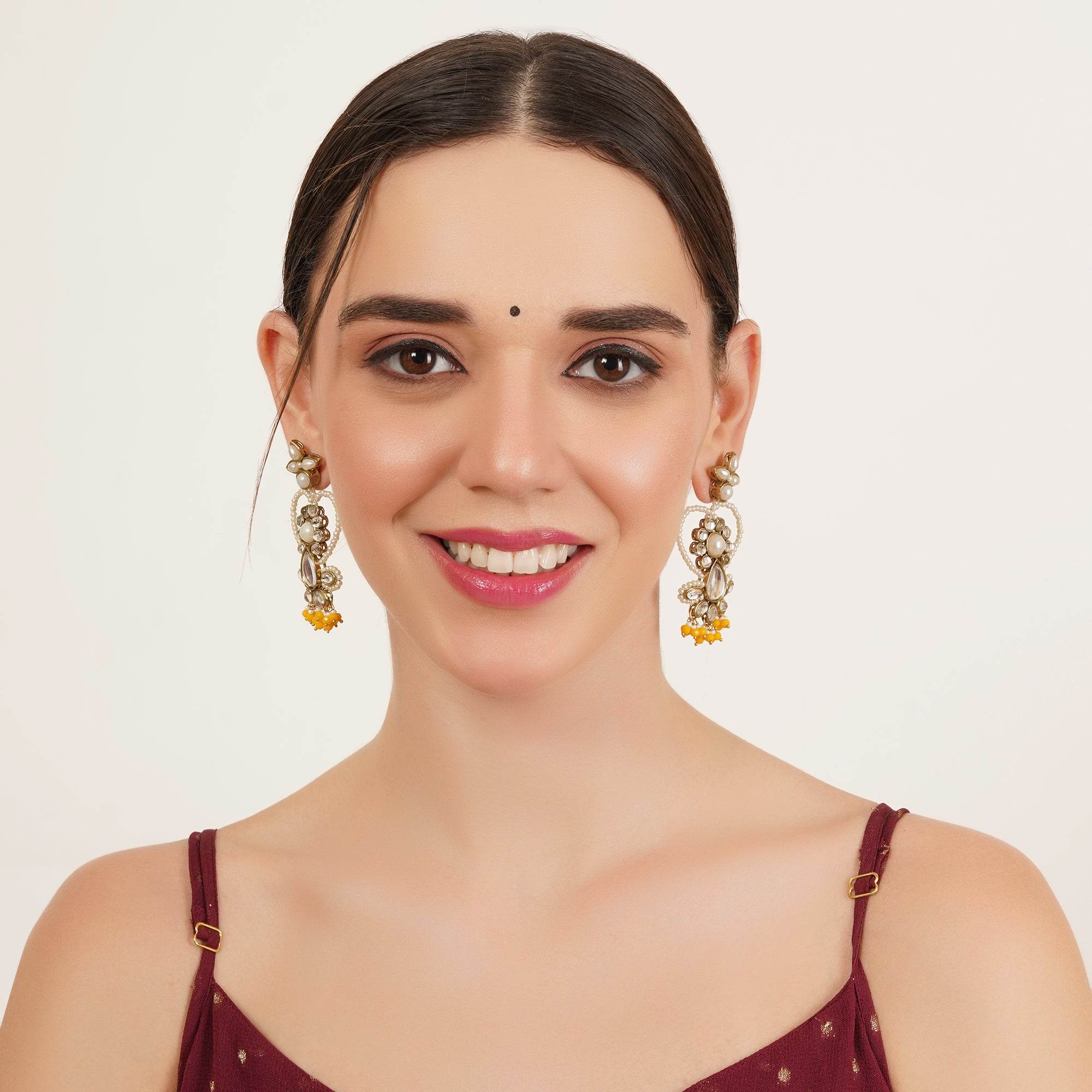 Heart Shaped Beaded Earrings - BeAbhika.com