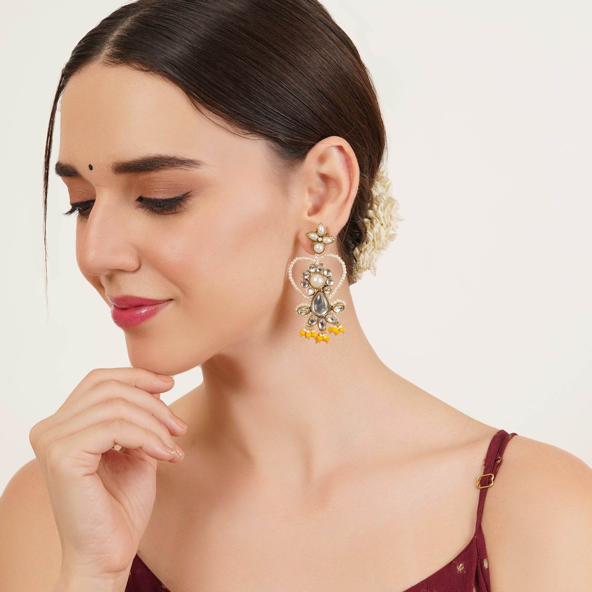 Heart Shaped Beaded Earrings - BeAbhika.com