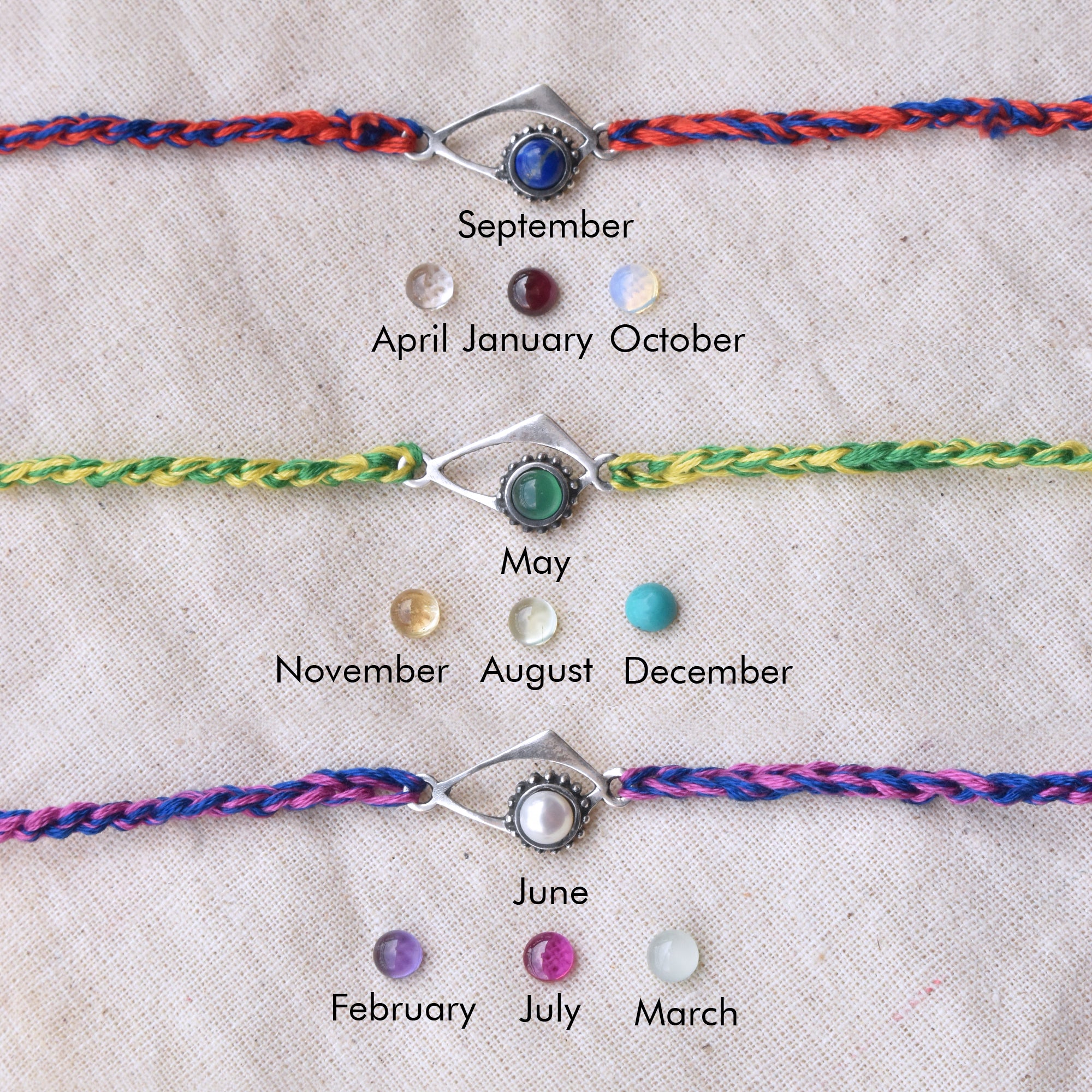 Evil Eye 925 Sterling Silver & Birthstone Rakhi