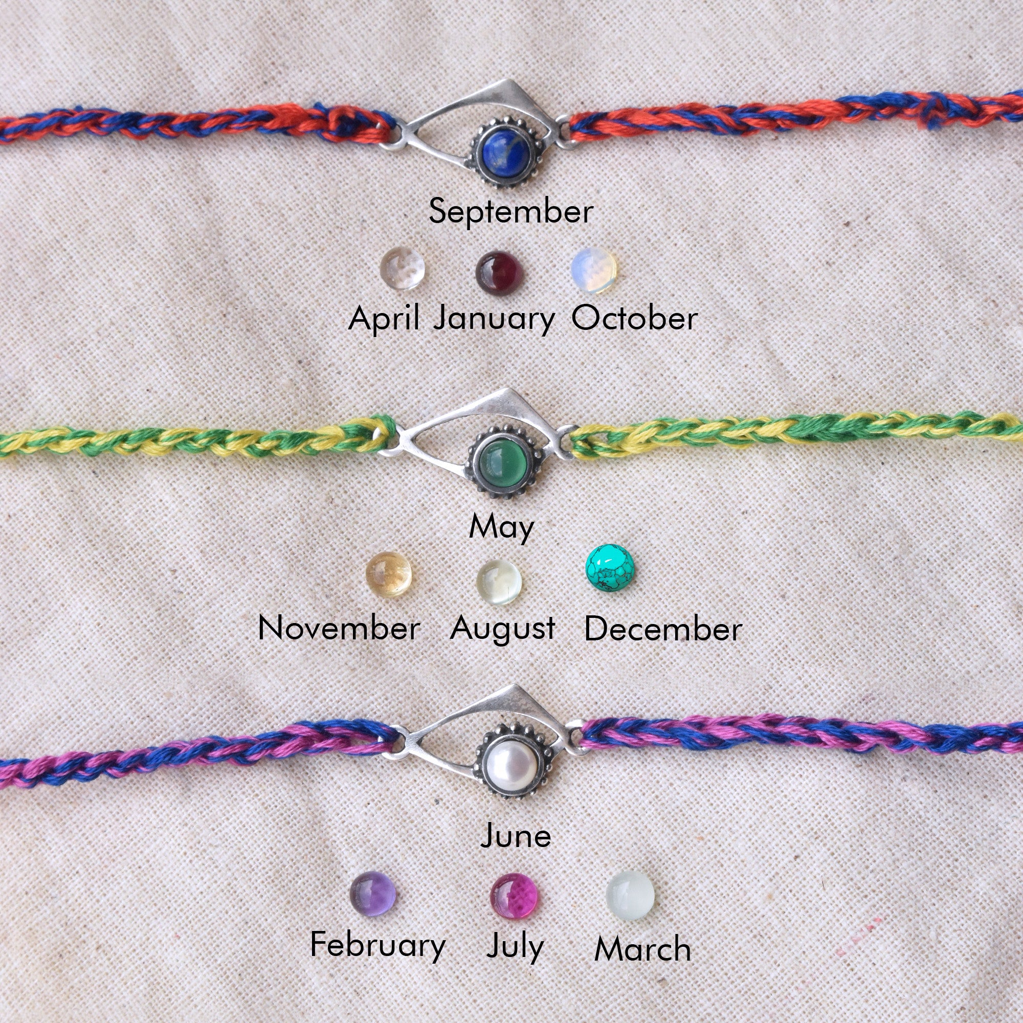 Evil Eye 925 Sterling Silver & Birthstone Rakhi