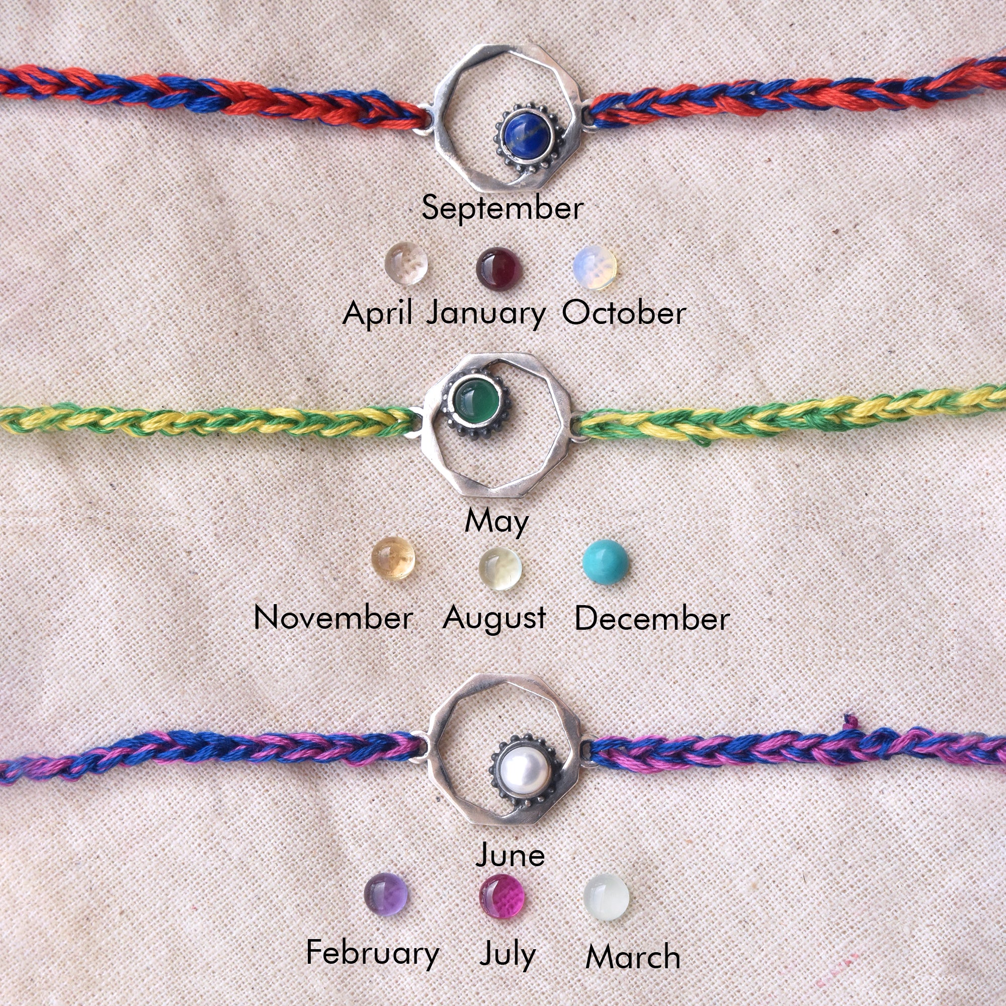 Geocircle 925 Sterling Silver & Birthstone Rakhi