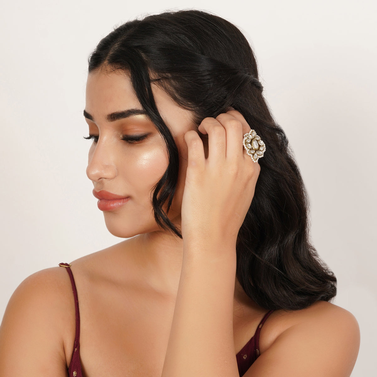 Niraali — Floral Kundan Ring