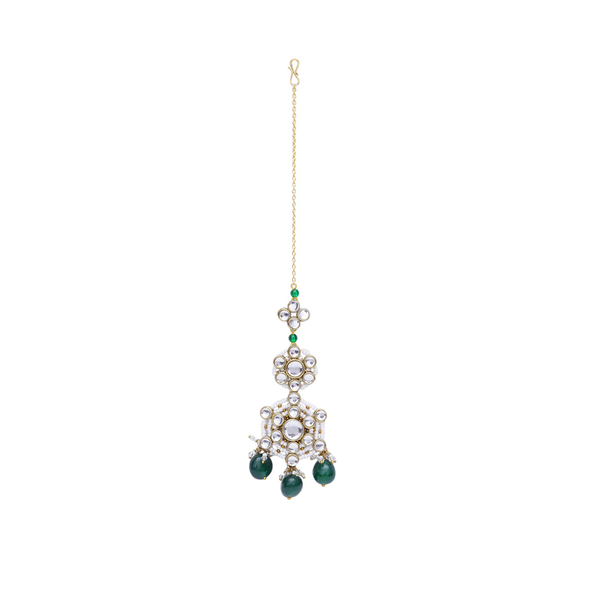 Rajsi — Bridal Kundan Maangtikka with Green Drops