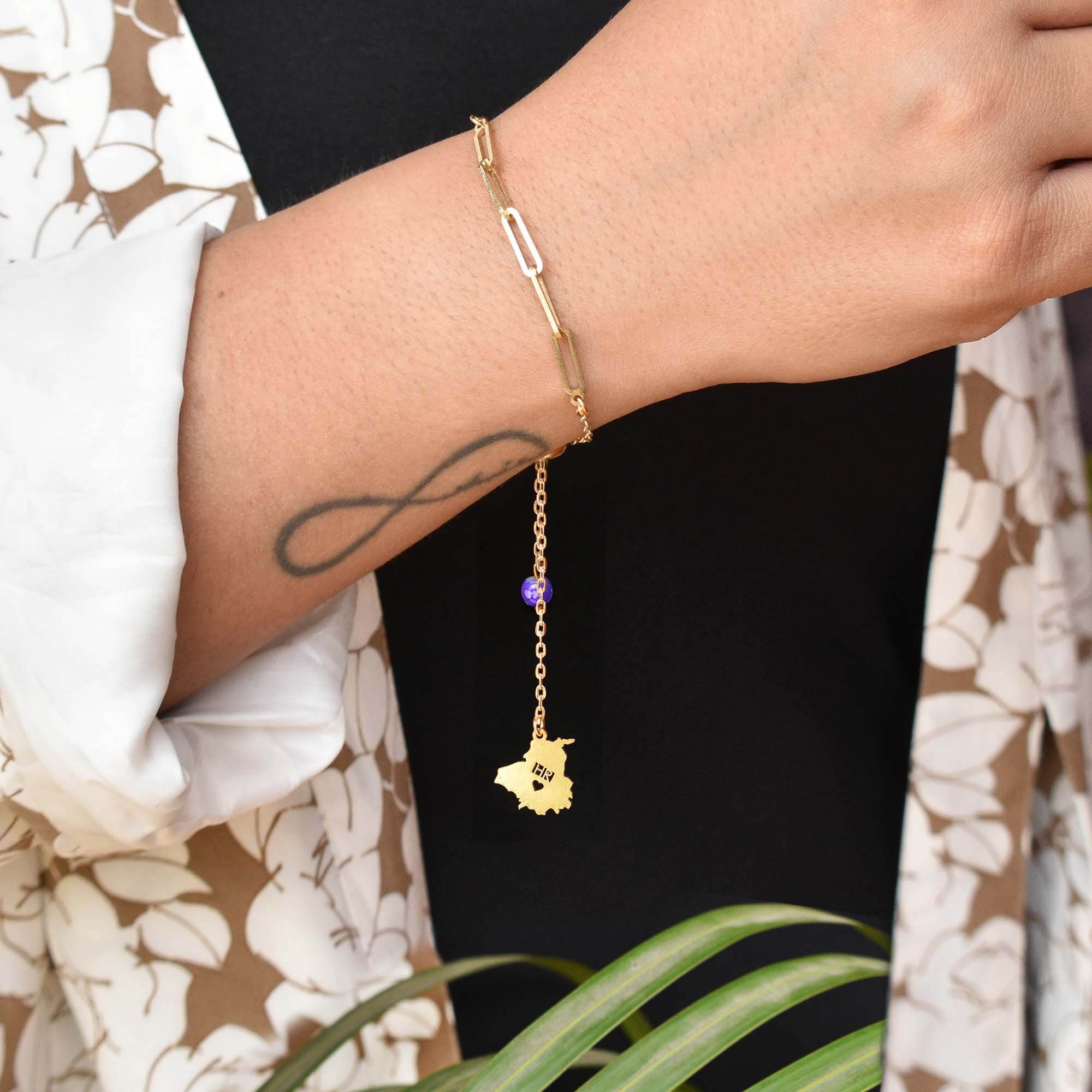 Linked up State Charm Bracelet - BeAbhika.com