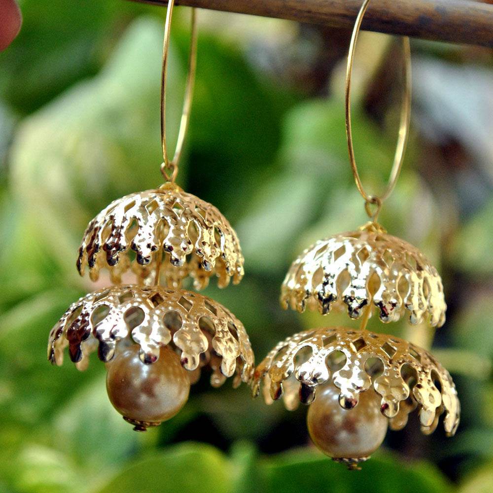 Traditional Kundan earrings in gold-tone, perfect for weddings and festive wear