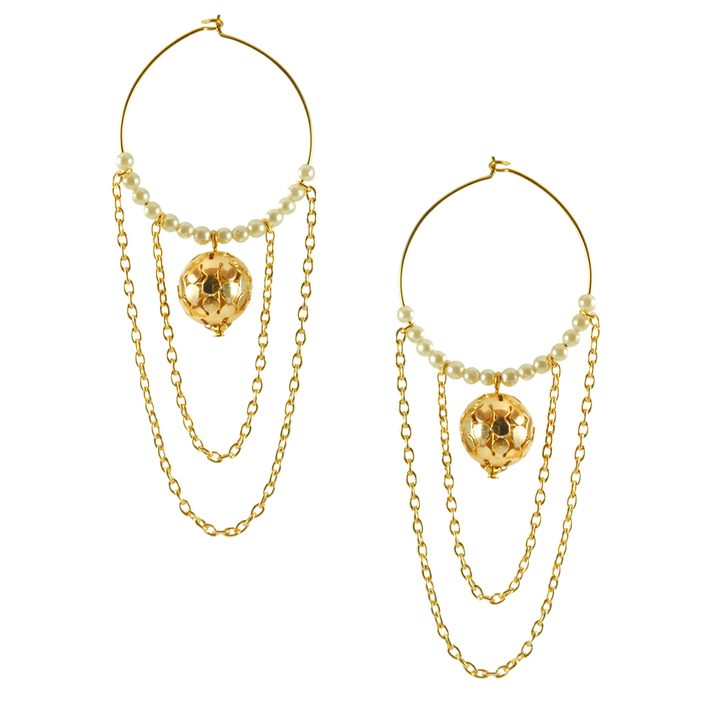 Traditional Kundan earrings in gold-tone, perfect for weddings and festive wear