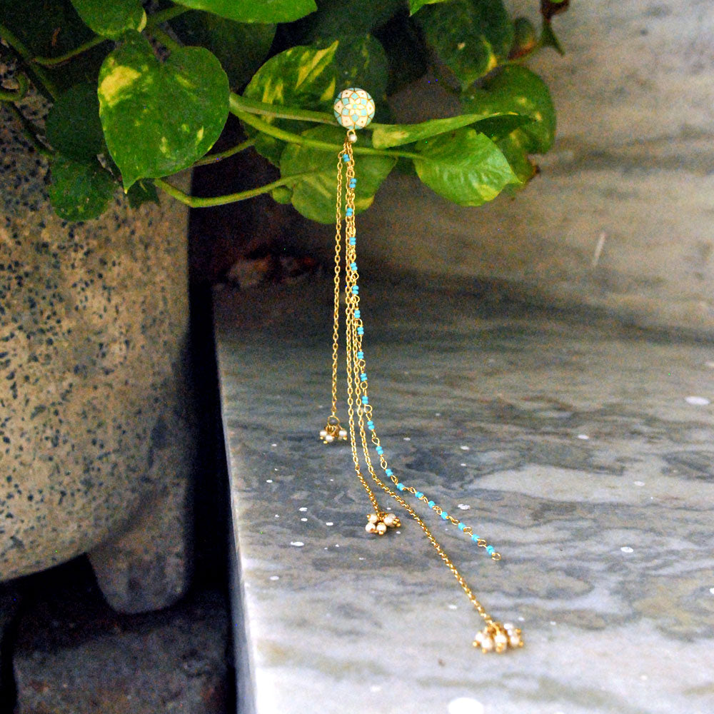 multi color single sided shoulder duster earrings