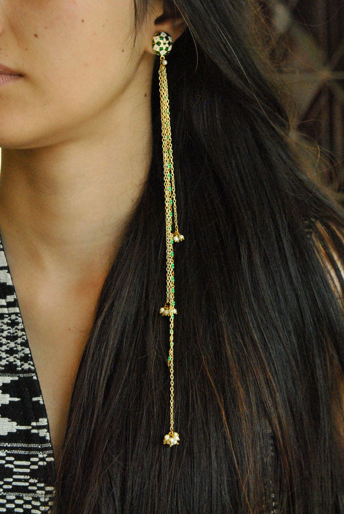 multi color single sided shoulder duster earrings