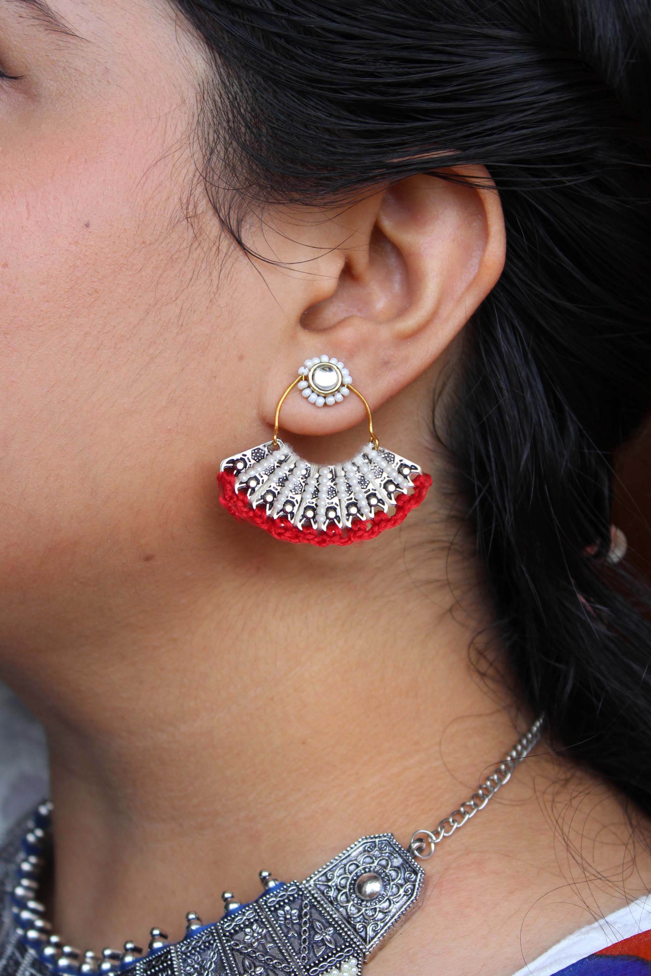 Traditional Kundan earrings in gold-tone, perfect for weddings and festive wear