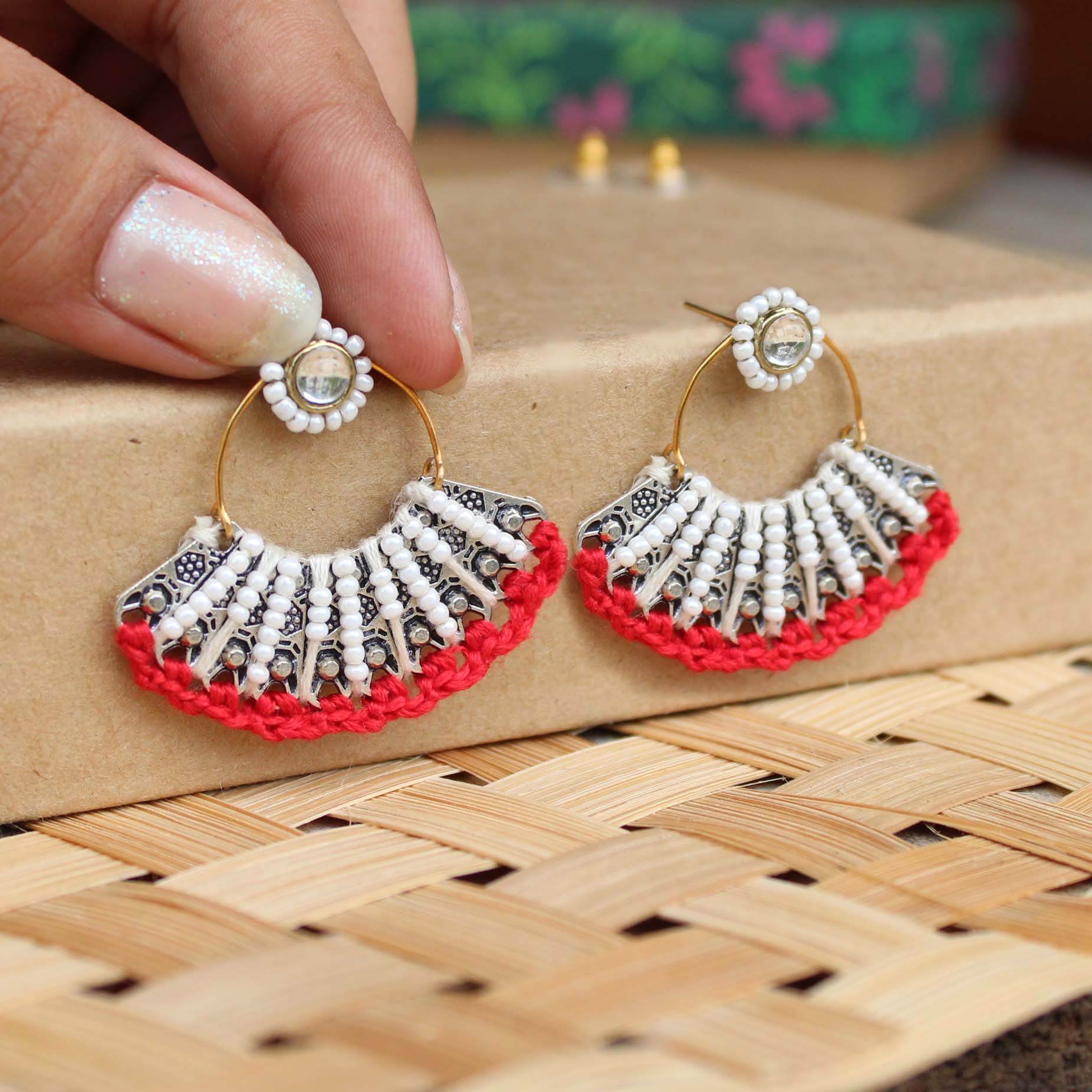 Traditional Kundan earrings in gold-tone, perfect for weddings and festive wear