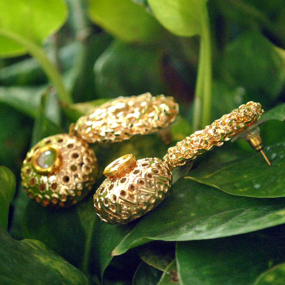 Traditional Kundan earrings in gold-tone, perfect for weddings and festive wear
