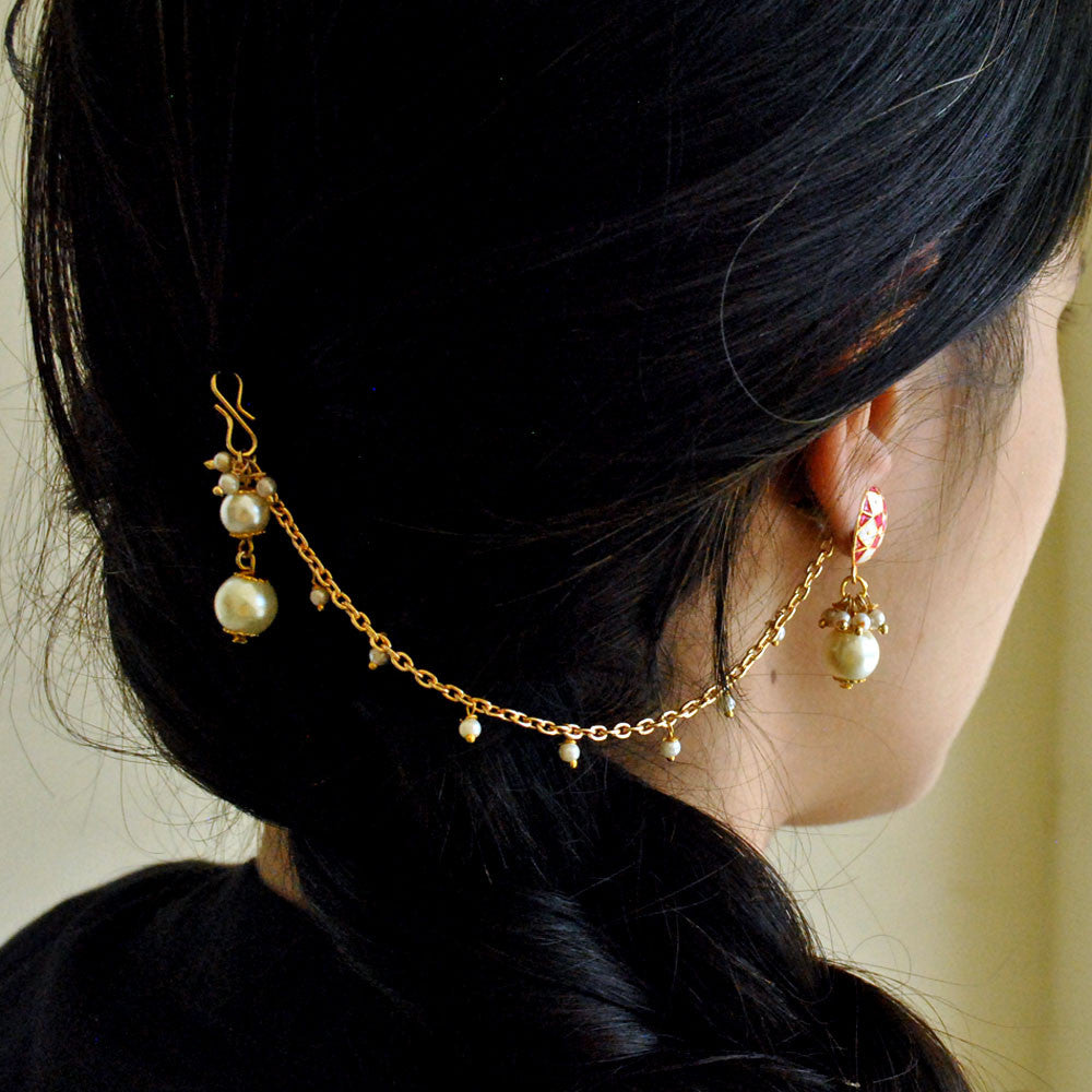 Traditional Kundan earrings in gold-tone, perfect for weddings and festive wear