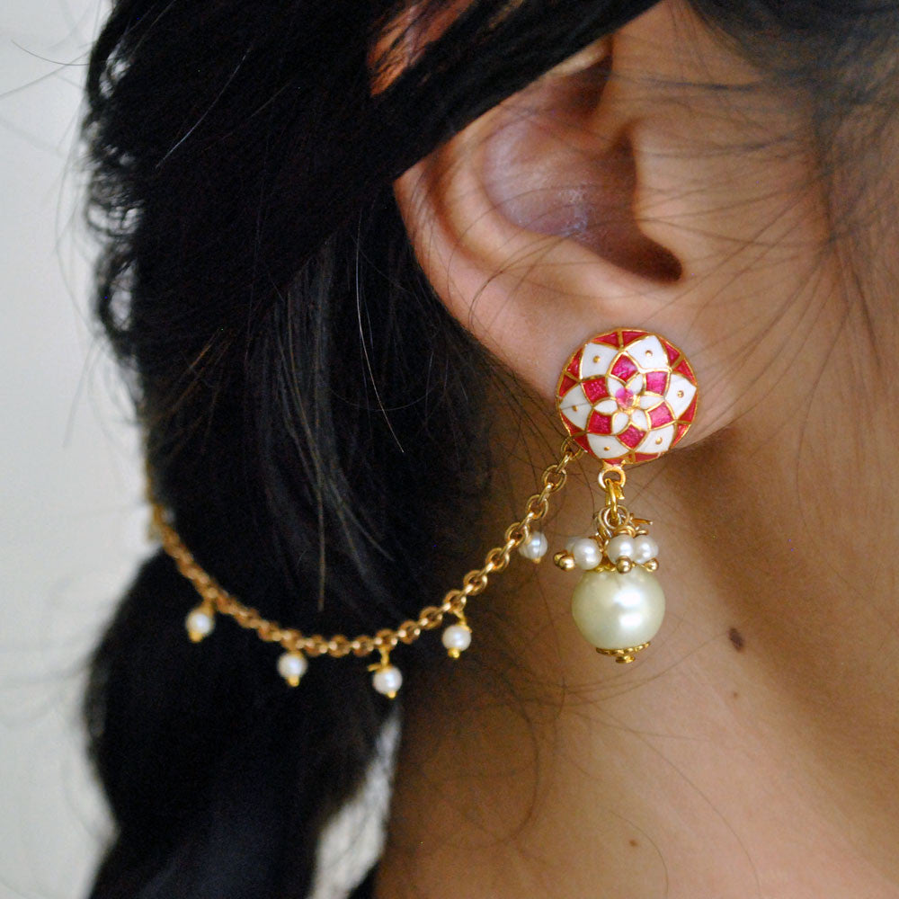 Traditional Kundan earrings in gold-tone, perfect for weddings and festive wear